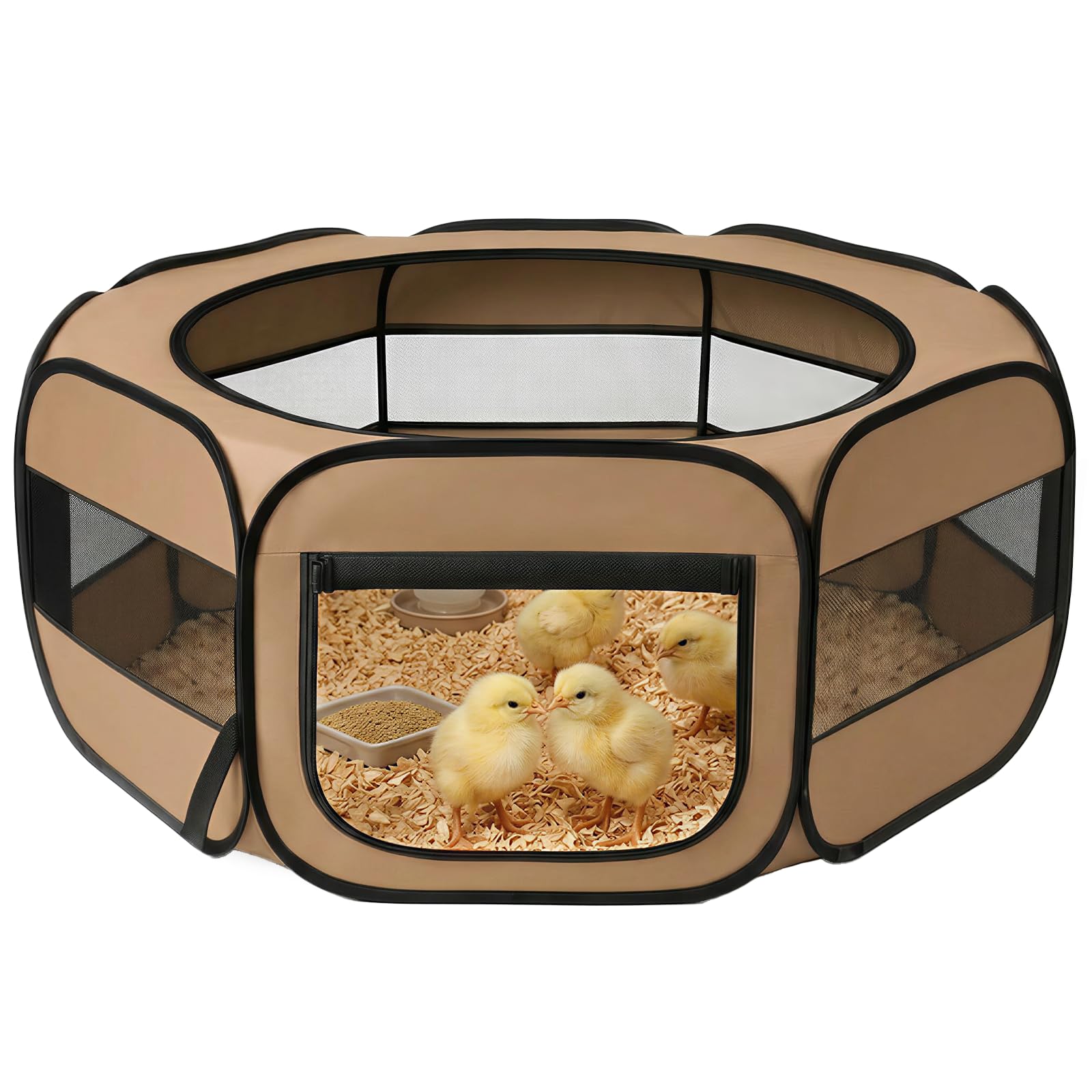 UWE Extra Large Small Animal Playpen, Waterproof Foldable Pet Pen, Brown