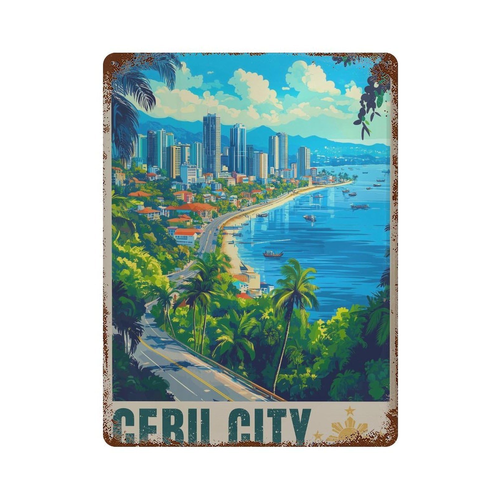 xiaoxiaoshen Cebu City Philippines Travel Tropical Island (2) Wall Decor Art Metal Tin Poster Modern Home Decor Art Home Bar Shop Decorations Vintage Sign 40x30cm