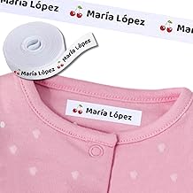 100 Personalised Clothing Labels with Name – Children's Iron-On Marker for Back to School, Children, Nursery – White Fabric Labels for T-Shirts, Coats, Trousers, etc.