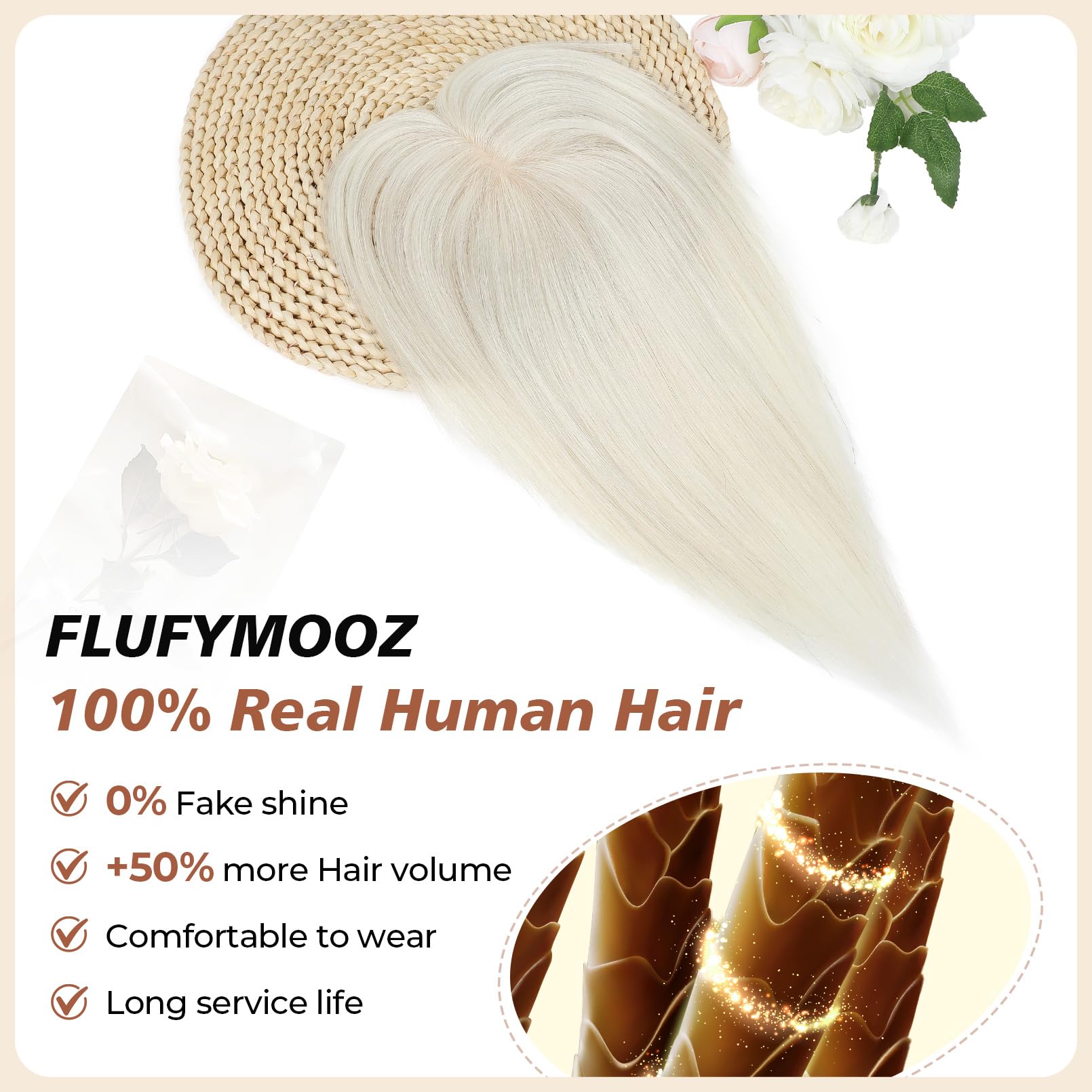 Flufymooz 100% Real Human Hair Toppers - Image 2