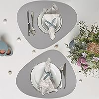 Vista 84 de Faux Leather Placemats and Coasters Set of 2, Round Leather for Dinner Table Mats Heat Resistant Non-Slip Washable Insulation Coffee Mats Kitchen