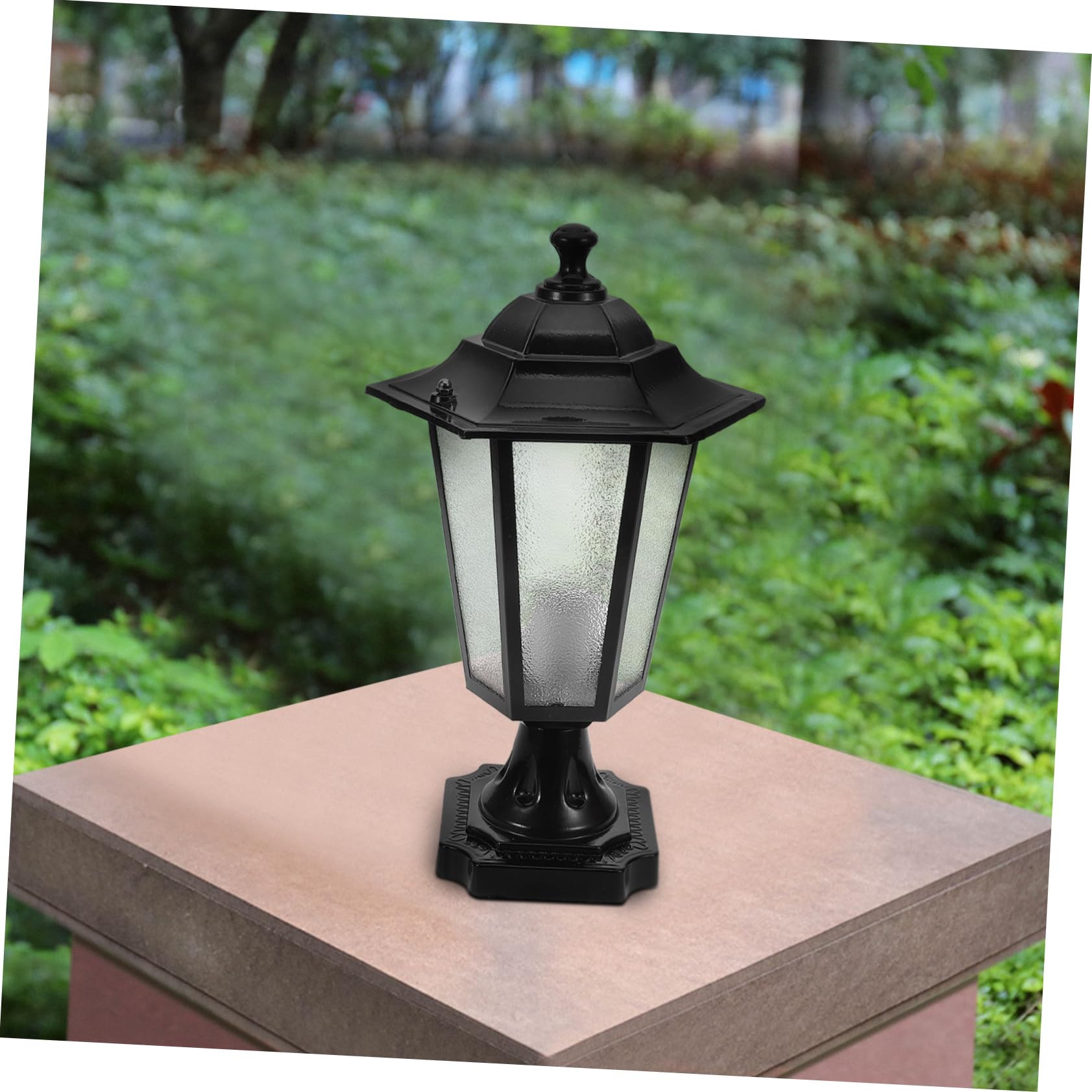 Lampada a Colonna Esterna in Vetro e Metallo, Decorazione Per Cortile e Giardino, Design Europeo a Sei Lati Compatto Per Pilastri e Cancelli, Luce Brillante Per Sicurezza Esterna