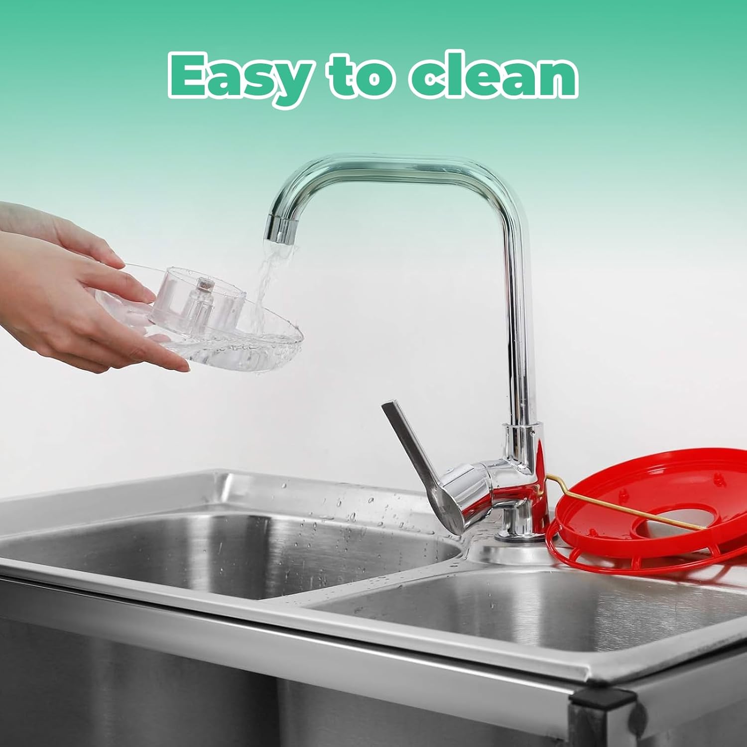 Hummingbird Feeders for Outdoors 12 OZ Bee Proof Plastic Humming Bird Feeder 8 Feeder Ports,with Perch with Ant Moat,Easy to Clean with Cleaning Brushes Red - Image 6