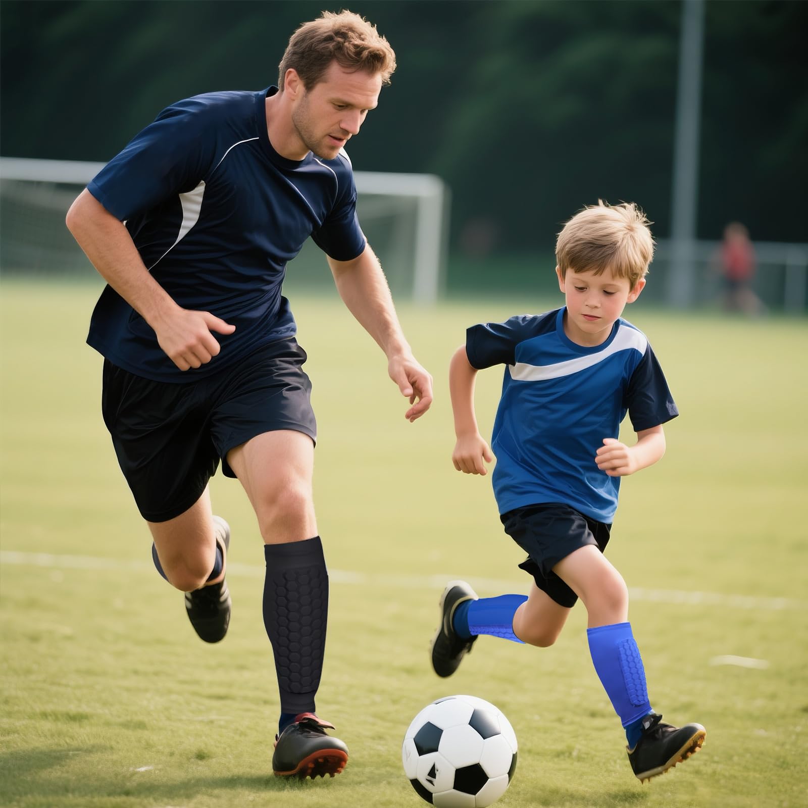 Pardofelis 2 Paia Parastinchi Calcio per Bambino Adulto, Protezione Polpaccio Traspirante e Antiscivolo, Parastinchi da Calcio a Nido d'ape per Bambino Gioventù Uomo Donna Sport All'aperto