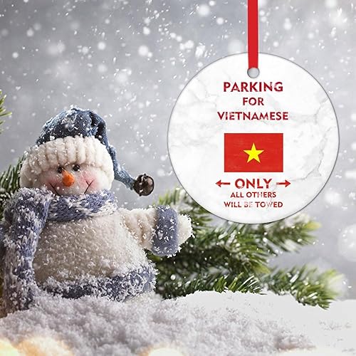 Miniatura 4 de WoGuangis Adorno de bandera nacional vietnamita de cerámica para árbol de Navidad, adorno de estacionamiento para vietnamitas Only All Others Will