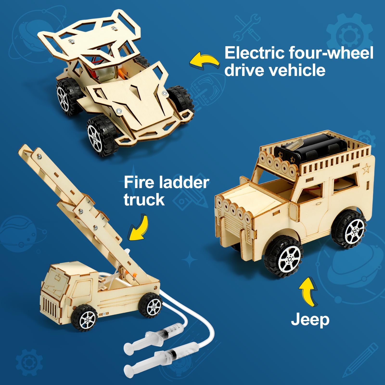 STEM Car Toys Age 8 9 10 11 12 13 14, Science Experiments for Kids Science Kits for Kids Wooden Engineering Kits - Image 3