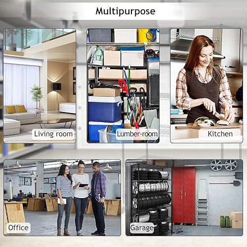 Miniatura 7 de Dkeli Estantes de almacenamiento de 6 niveles de alta resistencia NSF con ruedas, capacidad de peso 6000, unidad de alambre ajustable de grado