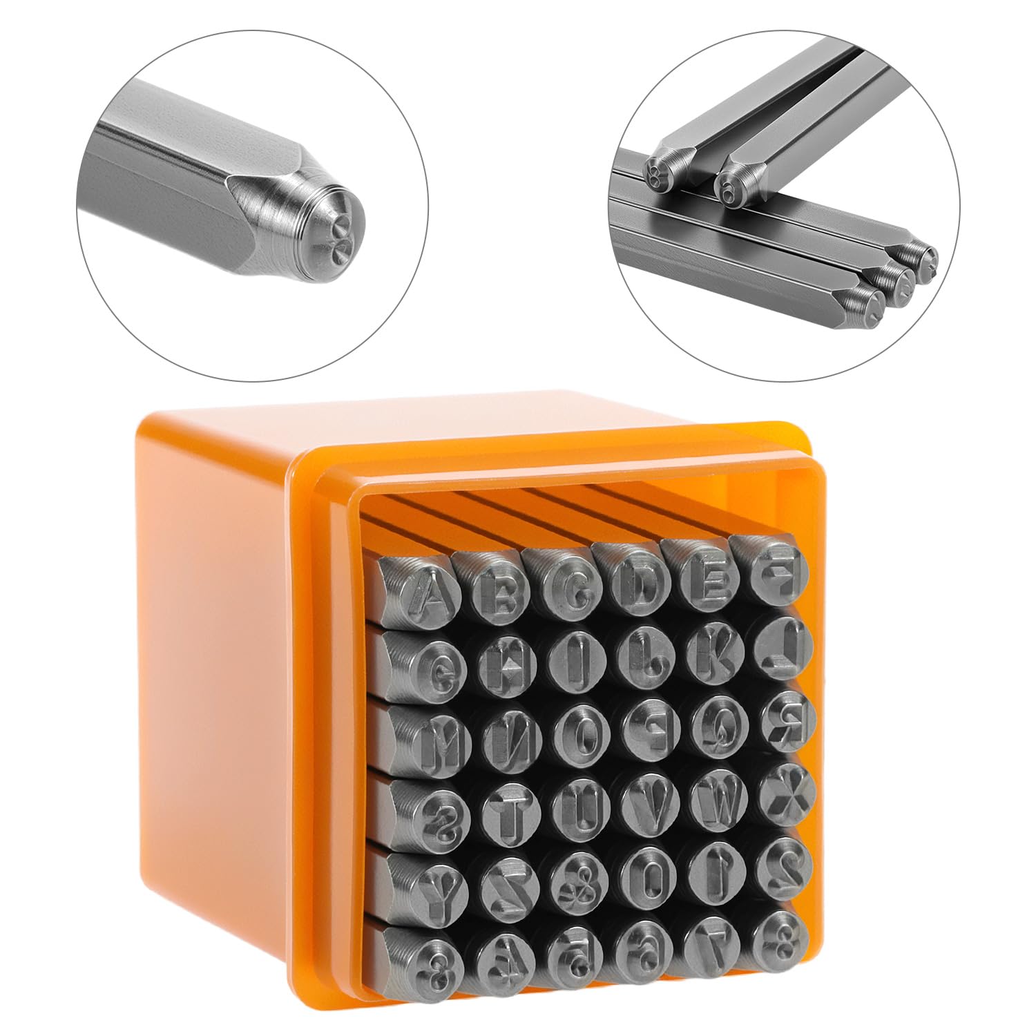 QWORK® 37 Pezzi Punzoni numeri e lettere, timbri in acciaio 3 mm, A-Z, 0-9, per metallo, legno e pelle