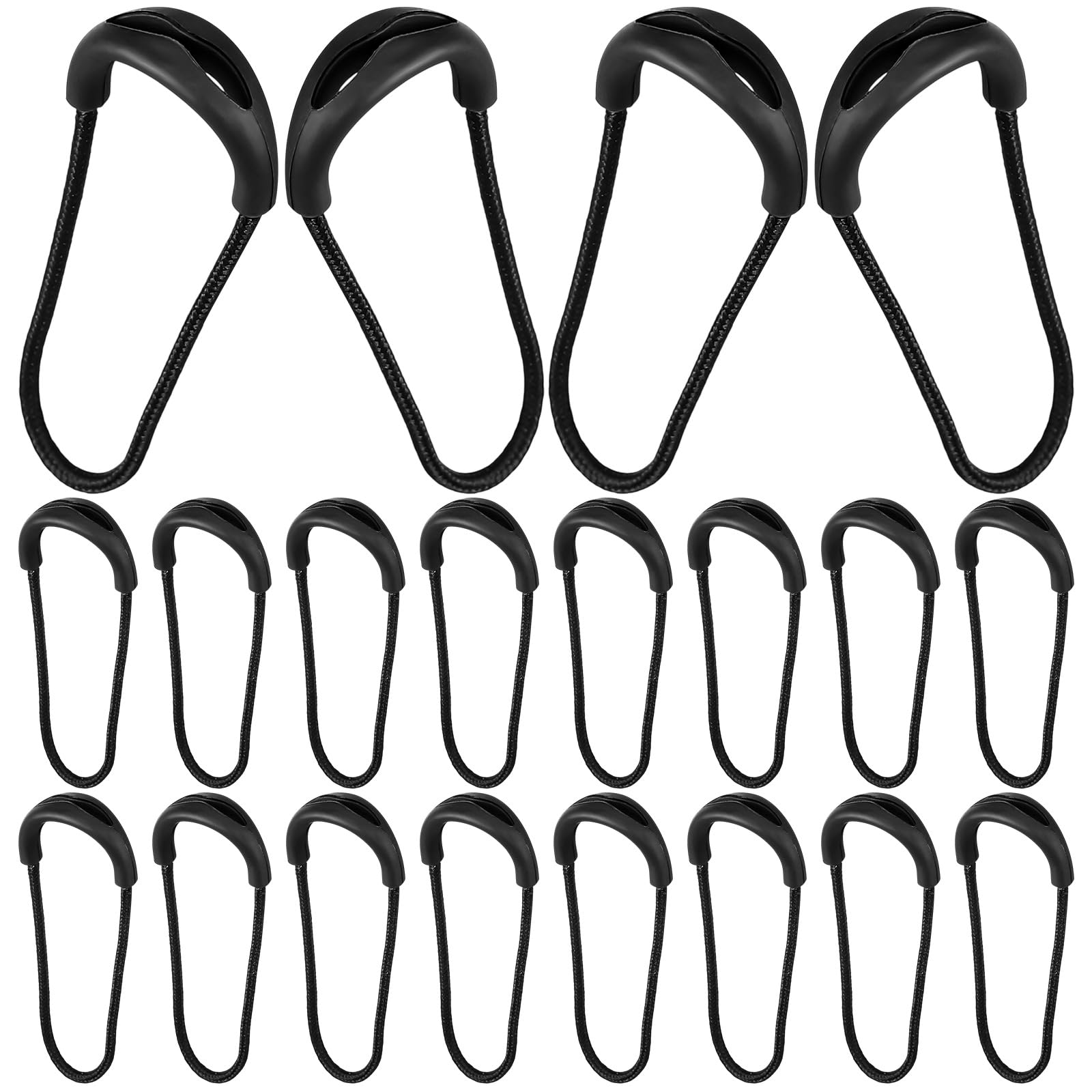 Photo 1 of XunYee 20-Piece #13 U-Shaped PVC-Coated Nylon Zipper Pulls - Large Black Replacement Tabs for Tactical Backpacks, EDC Pouches & Luggage