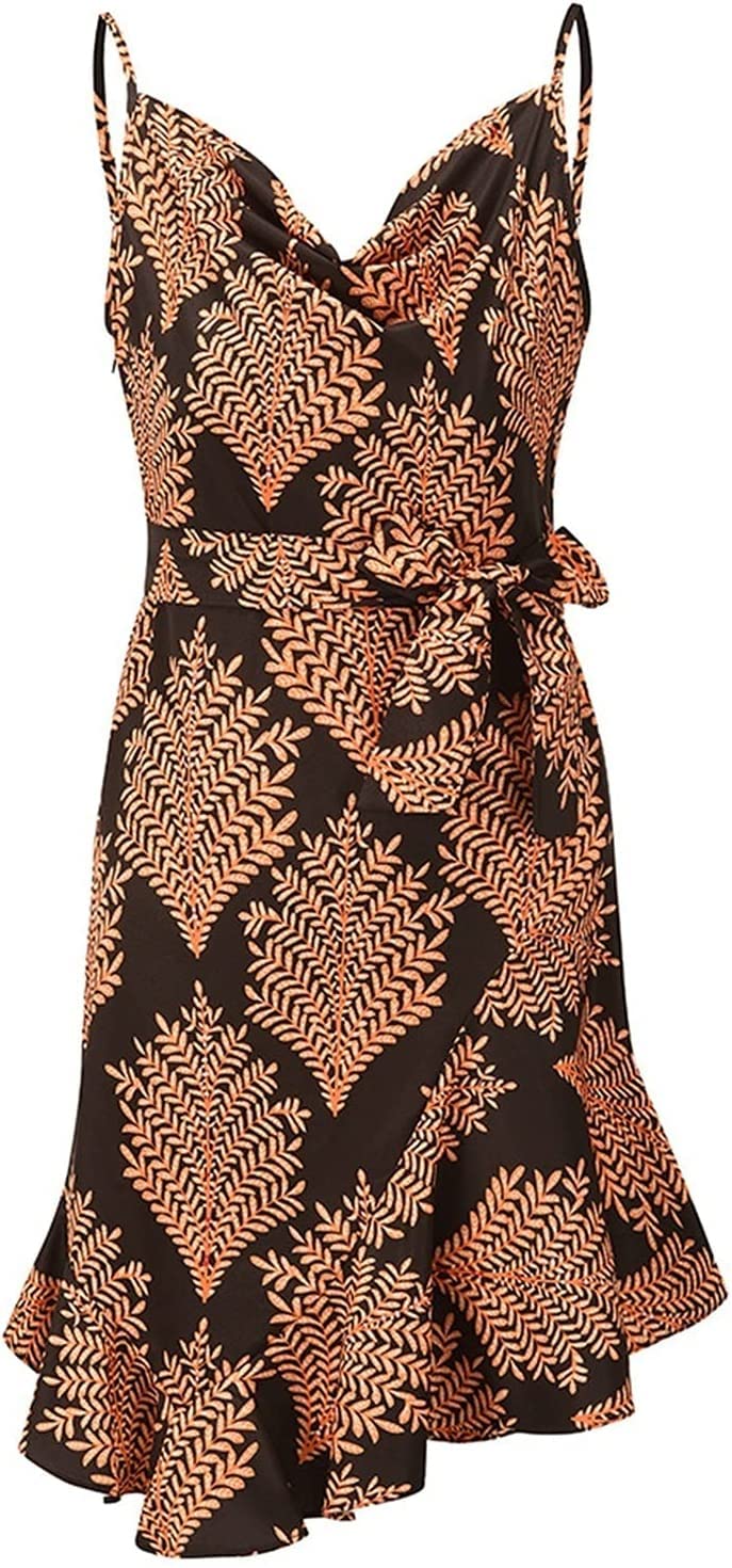 Verstellbarer Ersatz-Schultergurt, Handtaschenträger, Kleider for Damen, V-Ausschnitt, Blumen-Wickelkleid, ärmellos, Spaghettiträger, Sommer, lässiges Swing-Kleid, Sommerkleider (Farbe: Marineblau, Gr