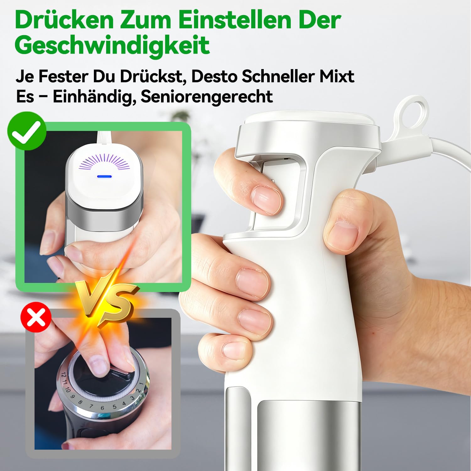 Stabmixer Set 5 in 1, 1100W Pürierstab Elektrisch, Edelstahl Hand Blender