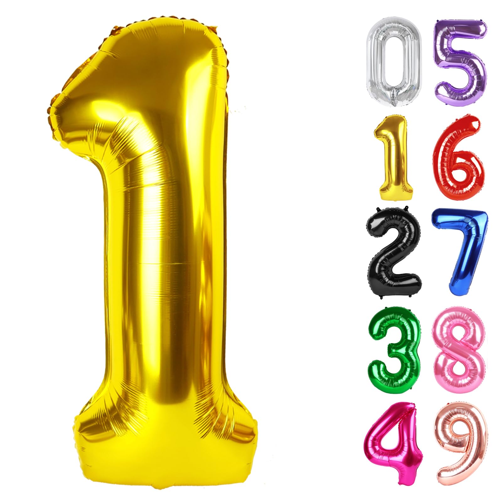 Gold Number 1 Balloon 40 Inch, 1st Birthday Balloon for Baby Boy Girl Toddler First Birthday Decorations, Shiny Gold Party Supplies