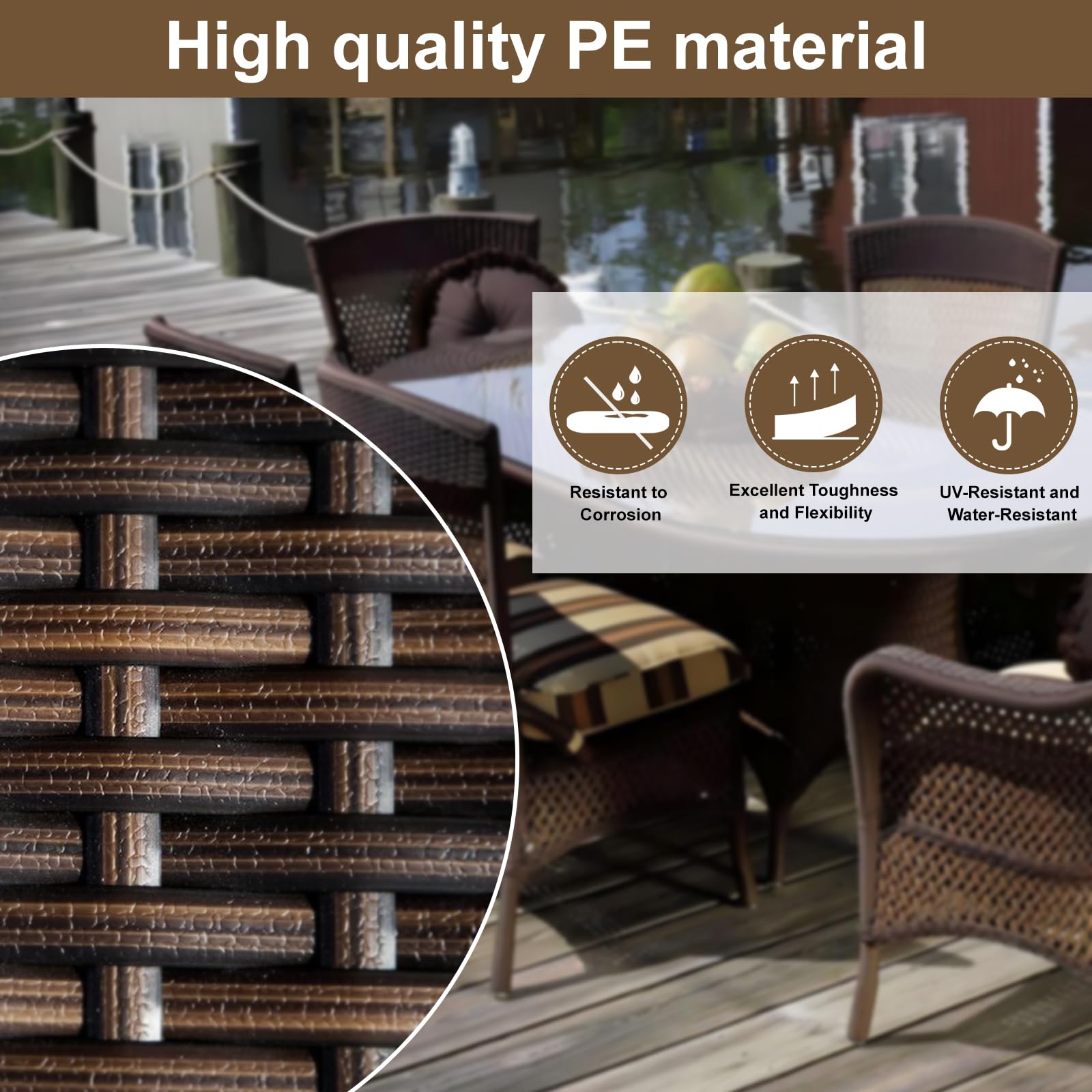 LukLoy 18m Plastikgeflochtenes Rattan-Reparaturmaterial Reparaturmaterial für Rattanflechtgeflecht für das Flechten und Reparieren von Rattan-Stühlen, Tischen, Körben