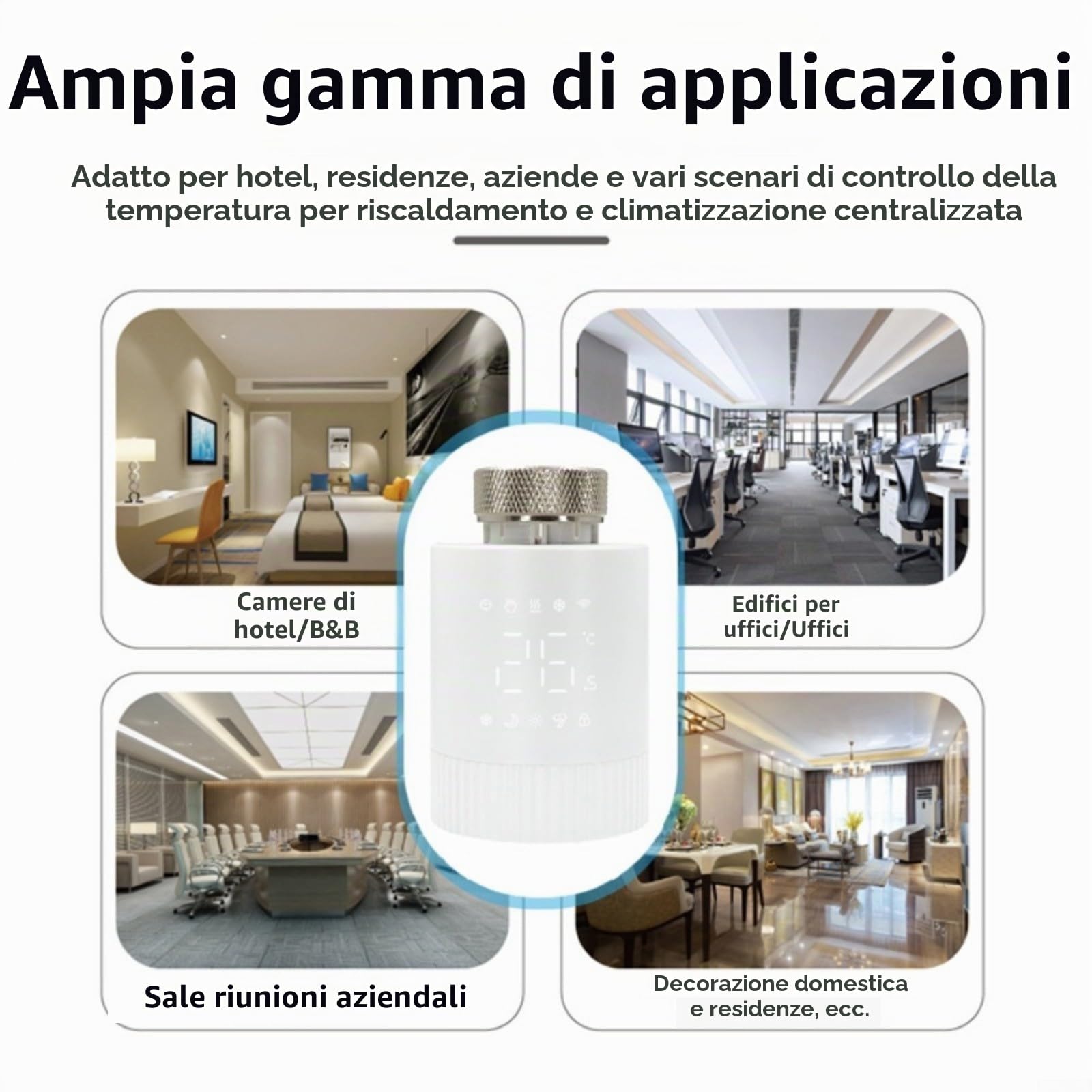 Valvola Termostatica Intelligente WiFi e per Zigbee Programmabile con Controllo Remoto e Comandi Vocali, per Tuya, Modalità Comfort Vacanza Risparmio Energetico(WIFI-Modell)