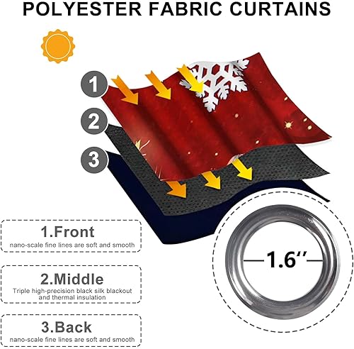 Miniatura 27 de Baocicco Cortinas opacas de Navidad para dormitorio, sala de estar, árbol de Navidad, chimenea, cortinas de ventana con ojales, cortinas familiares