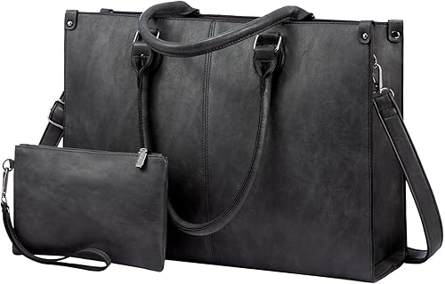 Miniatura 8 de LOVEVOOK Bolsa de mano para laptop para mujer, 15.6 pulgadas de gran capacidad, de cuero vintage, bolsa de trabajo para computadora, bolso de hombro