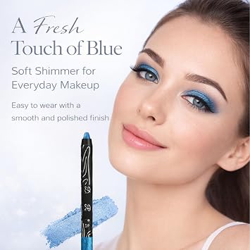 Shimmer Eyeshadow Stick - Cream Eye Shadow Pencil with Built-in Sharpener & Easy Blend Makeup Stick, Waterproof Long Lasting Eyeshadow, Smudge Proof Makeup for Smoky Looks(Ocean Blue)