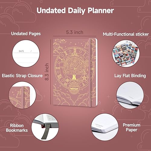 Miniatura 2 de Agenda diaria sin fecha, cuaderno de lista de tareas que te ayuda a establecer objetivos, aumentar la productividad y administrar el tiempo en