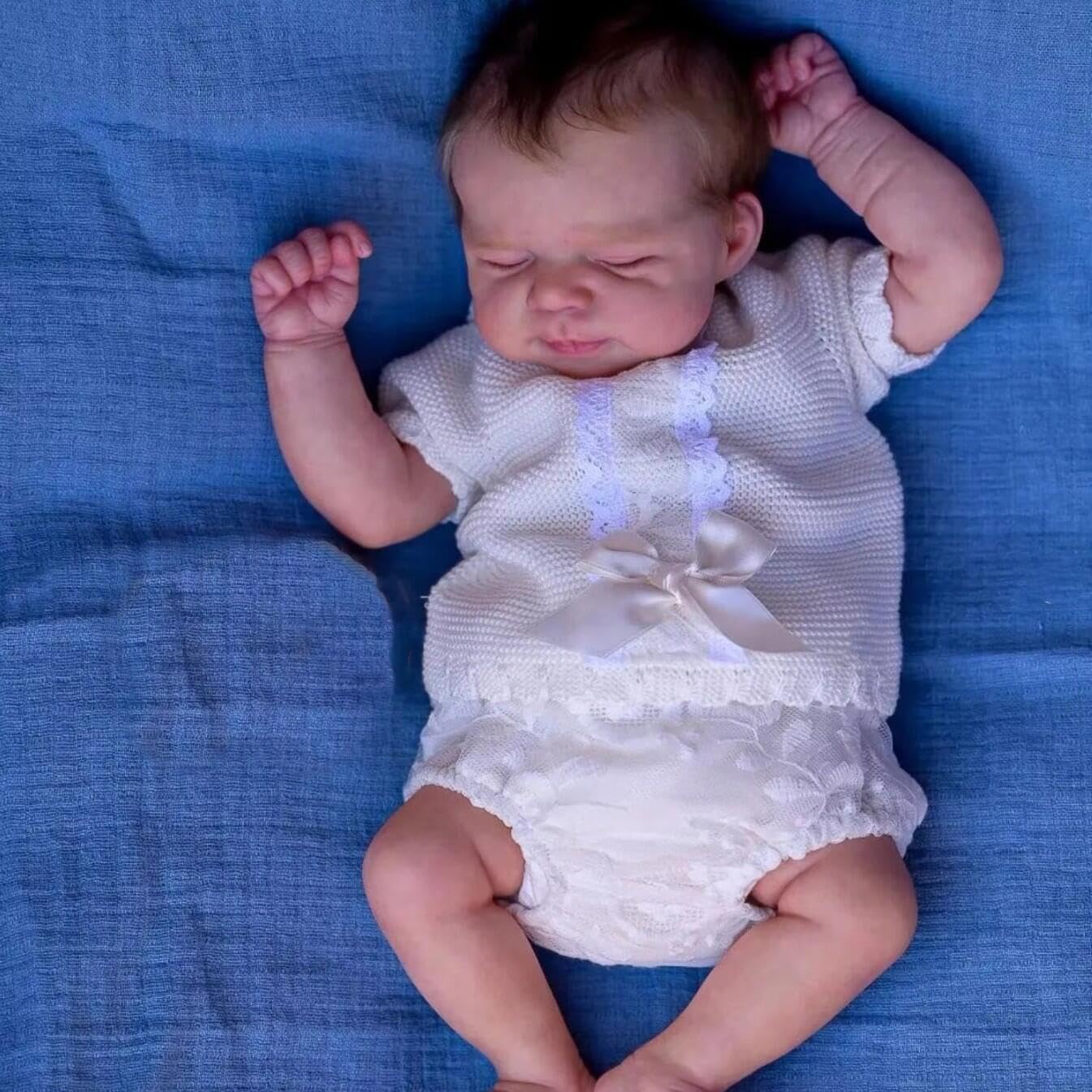 RXDOLL Realistyczne śpiące lalki Reborn Baby Dolls winylowe na całe ciało, 45 cm, realistyczne, anatomicznie poprawne, dziewczyna, prawdziwe życie, lalka, silikonowa, lalka Reborn z akcesoriami
