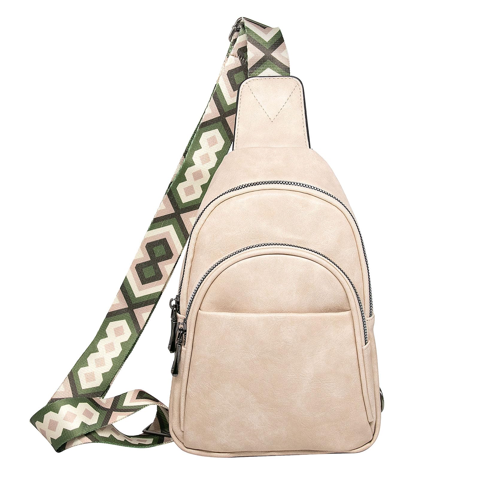 Long Keeper Bolso de Pecho Cuero Pequeño para Mujer Hombre Mochila Bandolera Cruzada Imitacion Cuero Bolsa de Viaje Sling Bag para Senderismo Viaje Outdoor
