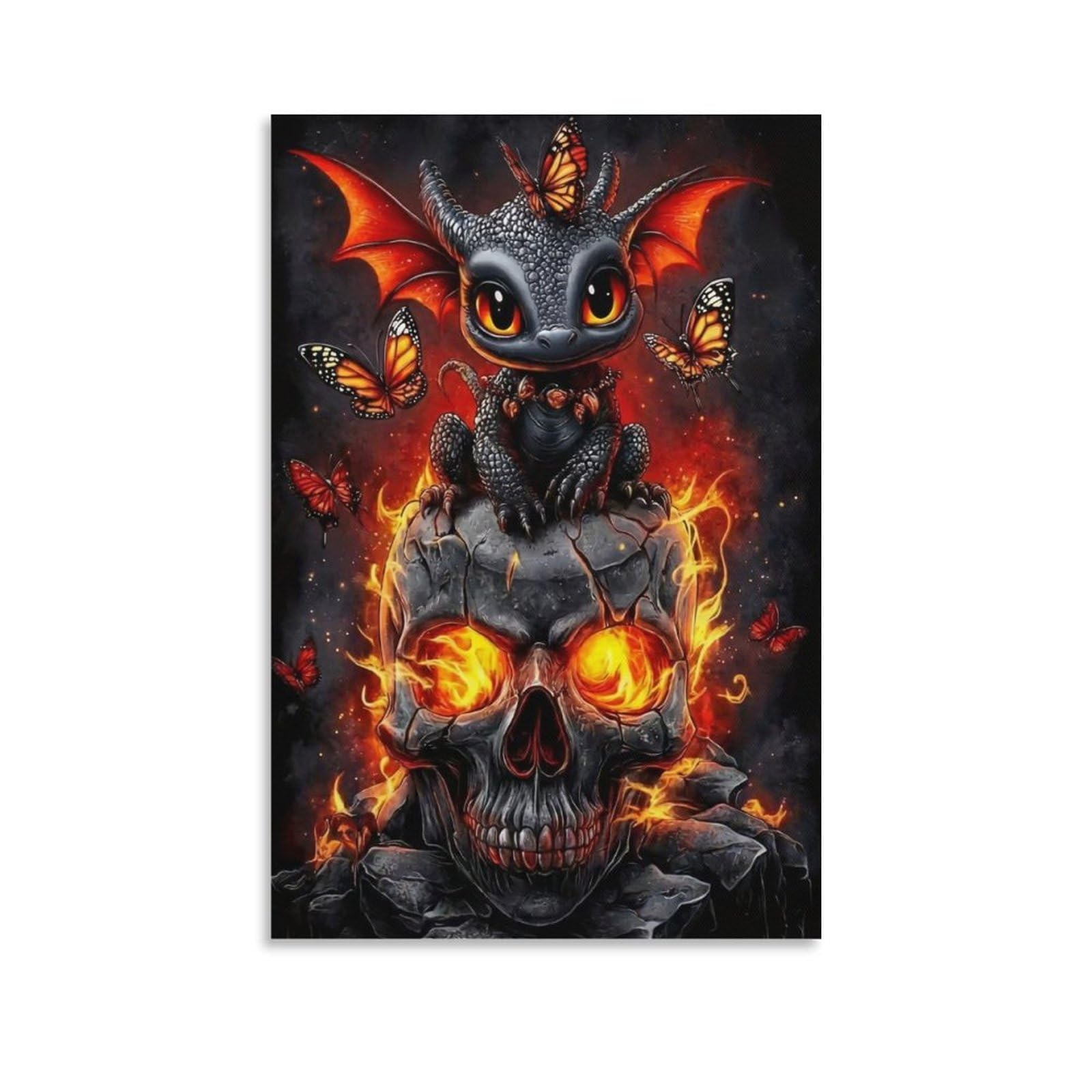 DHBANEIOK Dragon Skull Fantasy Poster Artwork Giclee Canvas Prints Modern Canvas Wall Art Picture Wall Hanging for Living Room Home Decorations 16x24inch(40x60cm)