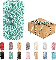 Vista 17 de Cuerda de hilo, 328 pies de cuerdas navideñas color beige y dorado; cuerda para panaderos, cuerda para manualidades, cuerda para tejer, cuerda