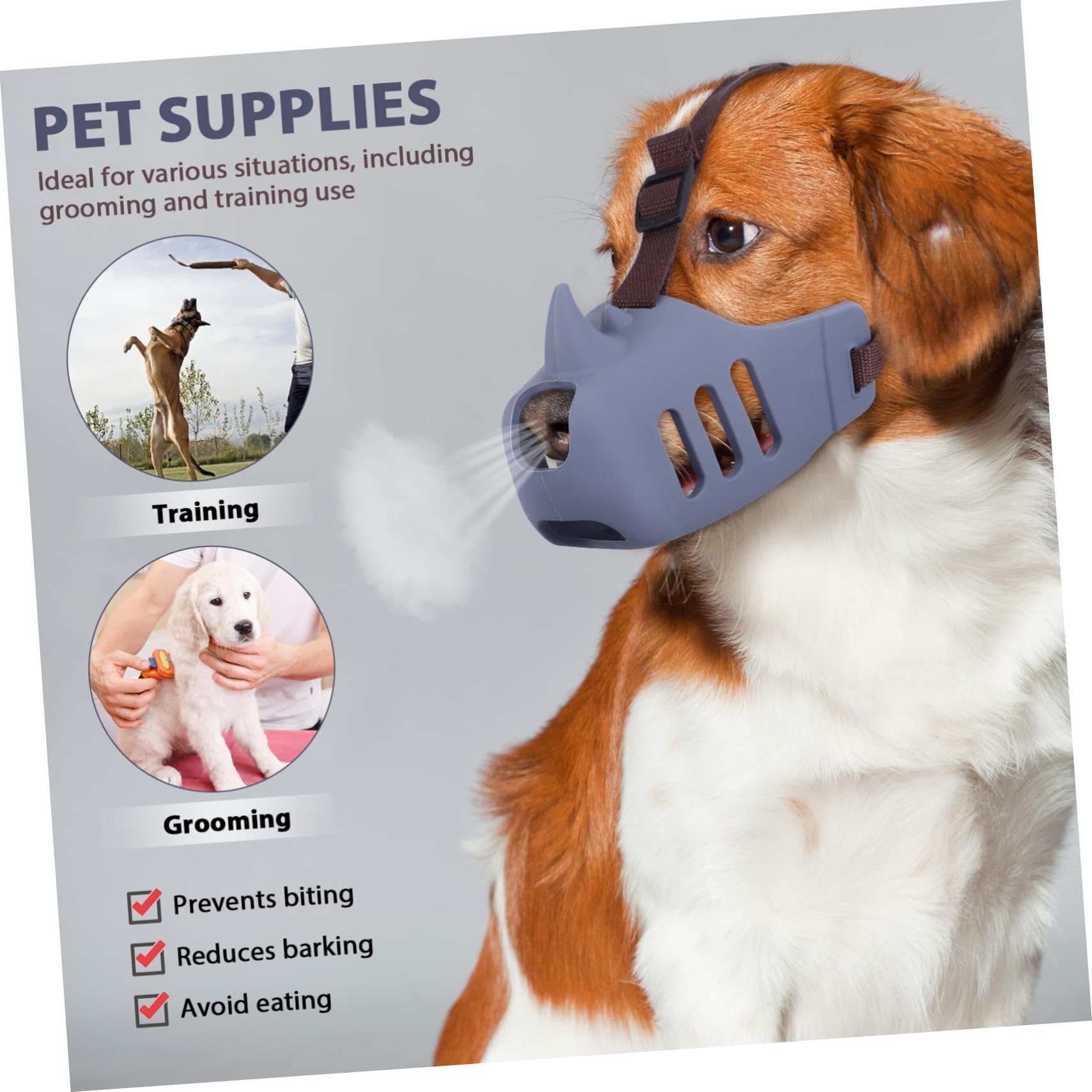 Toddmomy 3 Pezzi Museruola Cane in Silicone per Cani Medi e Grandi, Previene Morso e Abbaio, Design Traspirante e Colore alla Moda per Uso Quotidiano