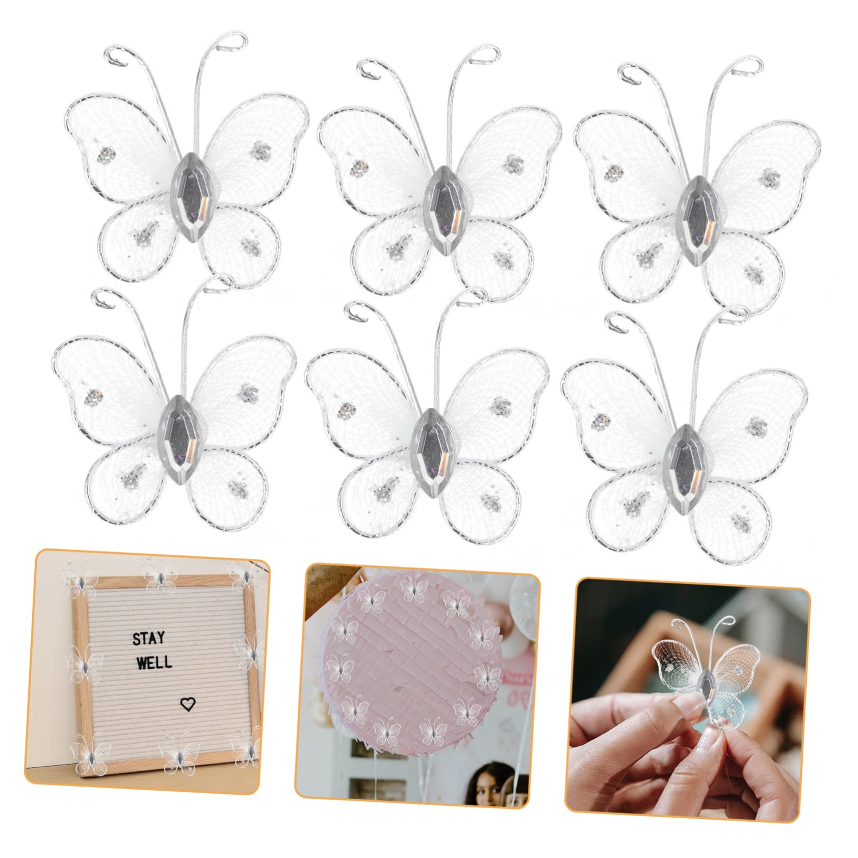 Cabilock 250stücke Schmetterlinge Deko Netz-schmetterlinge Für Bastelarbeiten Realistische Wanddeko Für Hochzeiten Und Partys Leichte Und Praktische Wohnungsverschönerung