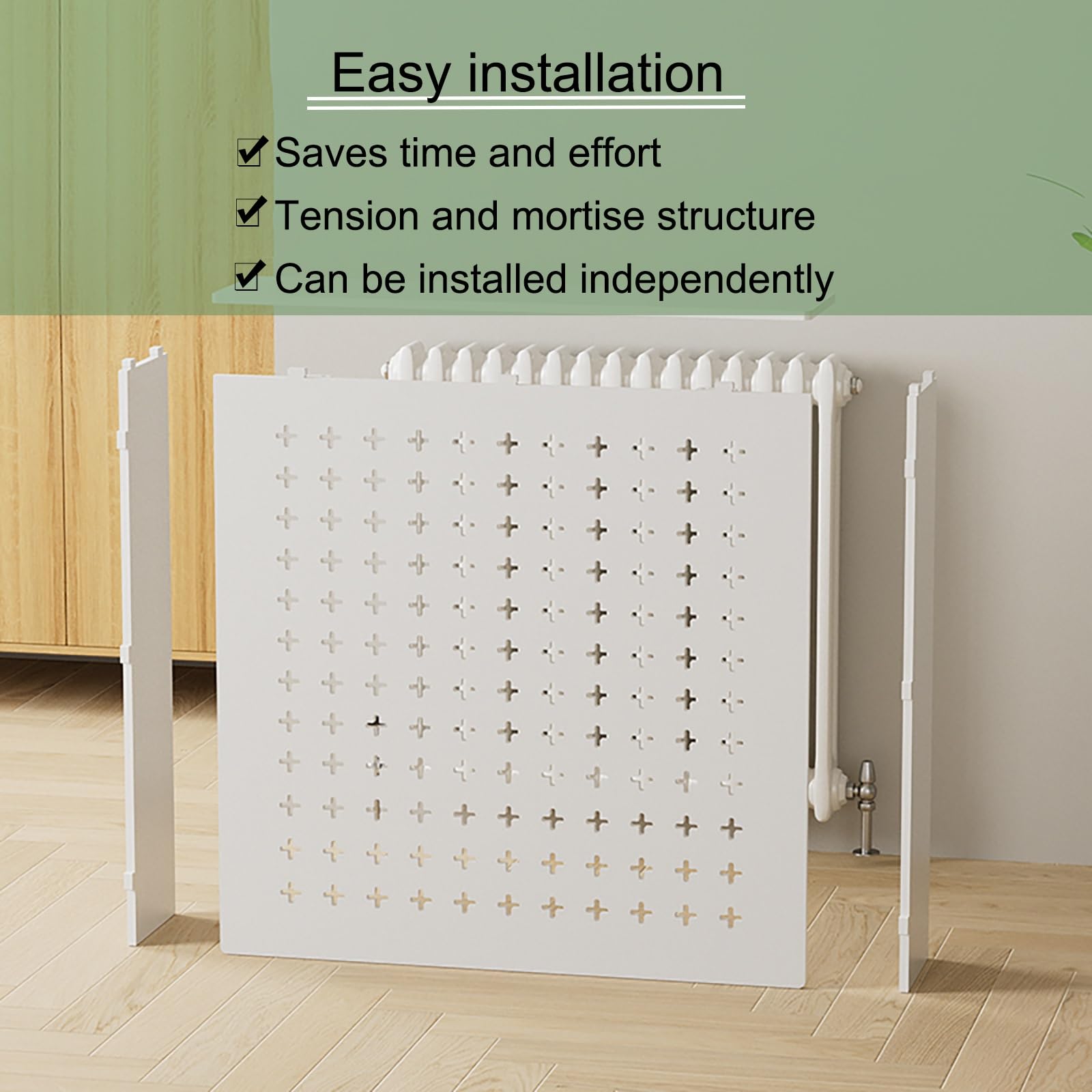 Heizkörperabdeckung, Heizkörperverkleidung Landhausstil, Heizkörperverkleidung Modern Vertikal Lamell Weiß Lackiert Schrank Heizkörper Abdeckung für Wohnzimmer/Schlafzimmer/Küche(80*90*15cm/31.5*35.4*