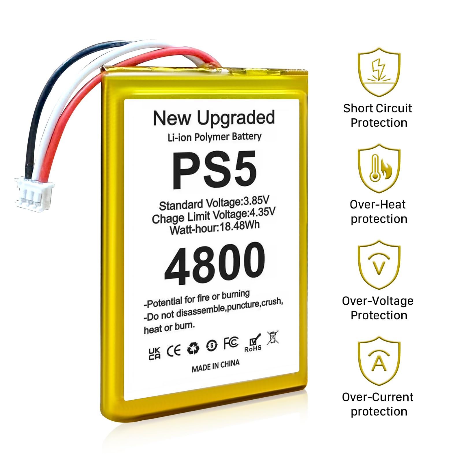 Batterie Li-ion de rechange pour manette sans fil Sony PS5 Playstation 5 DualSense 4800 mAh