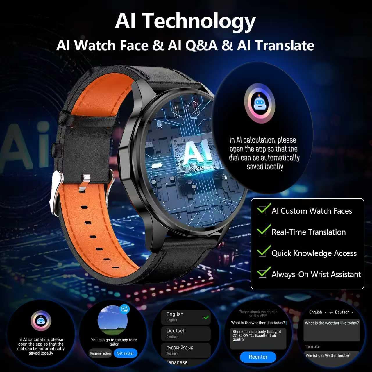 Smart Watch for Men Built-in GPS with Map, 1.46" AI Smartwatch with Health Monitor for Android Phones/iPhone, 100+ Sport Modes Fitness Tracker with Compass/Altitude/Barometer, Text Reply(2 Bands)