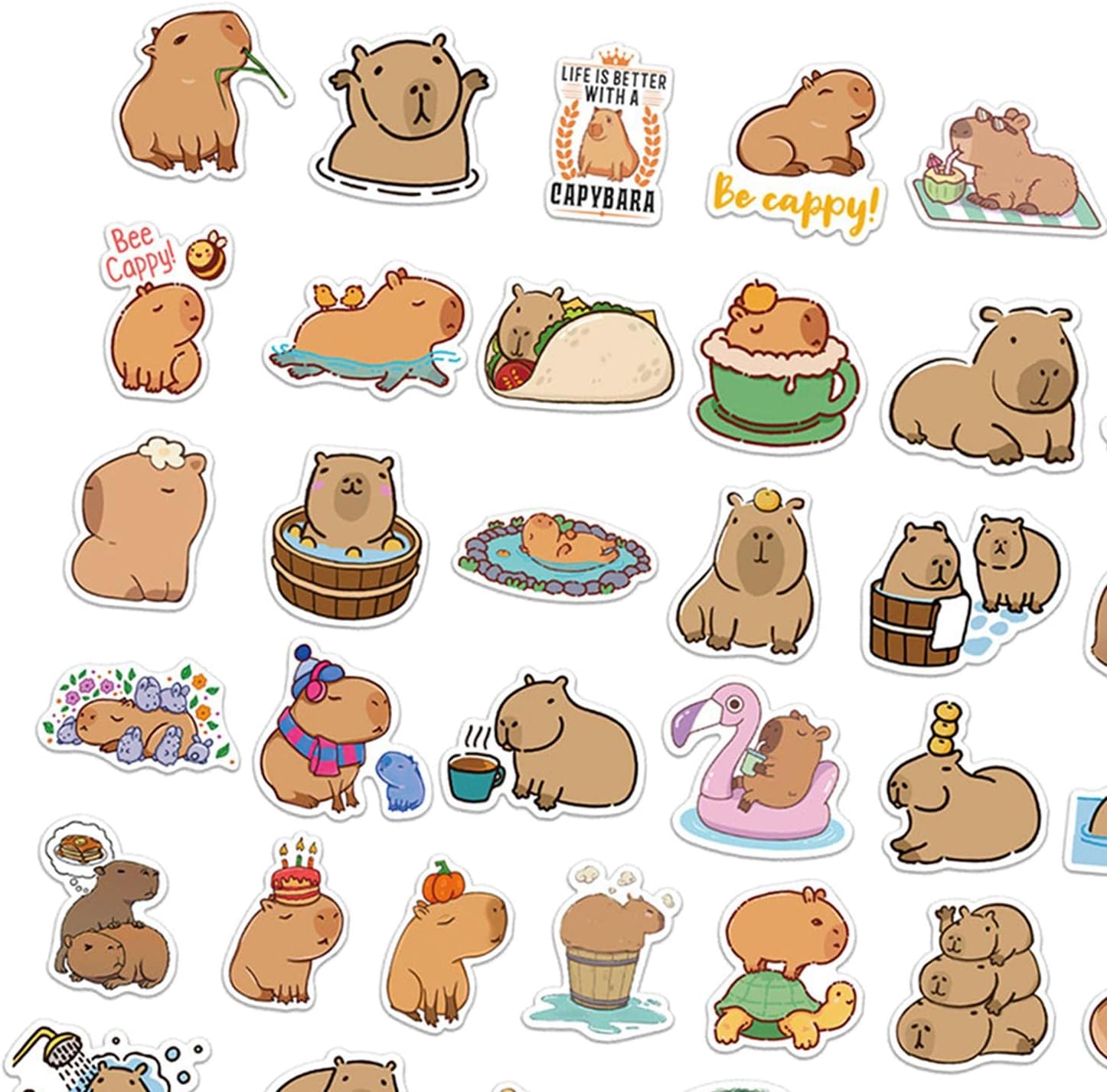 Moxic50x Cartoon Capybara Sticker Anime Decor Small for Card Address Number Signs