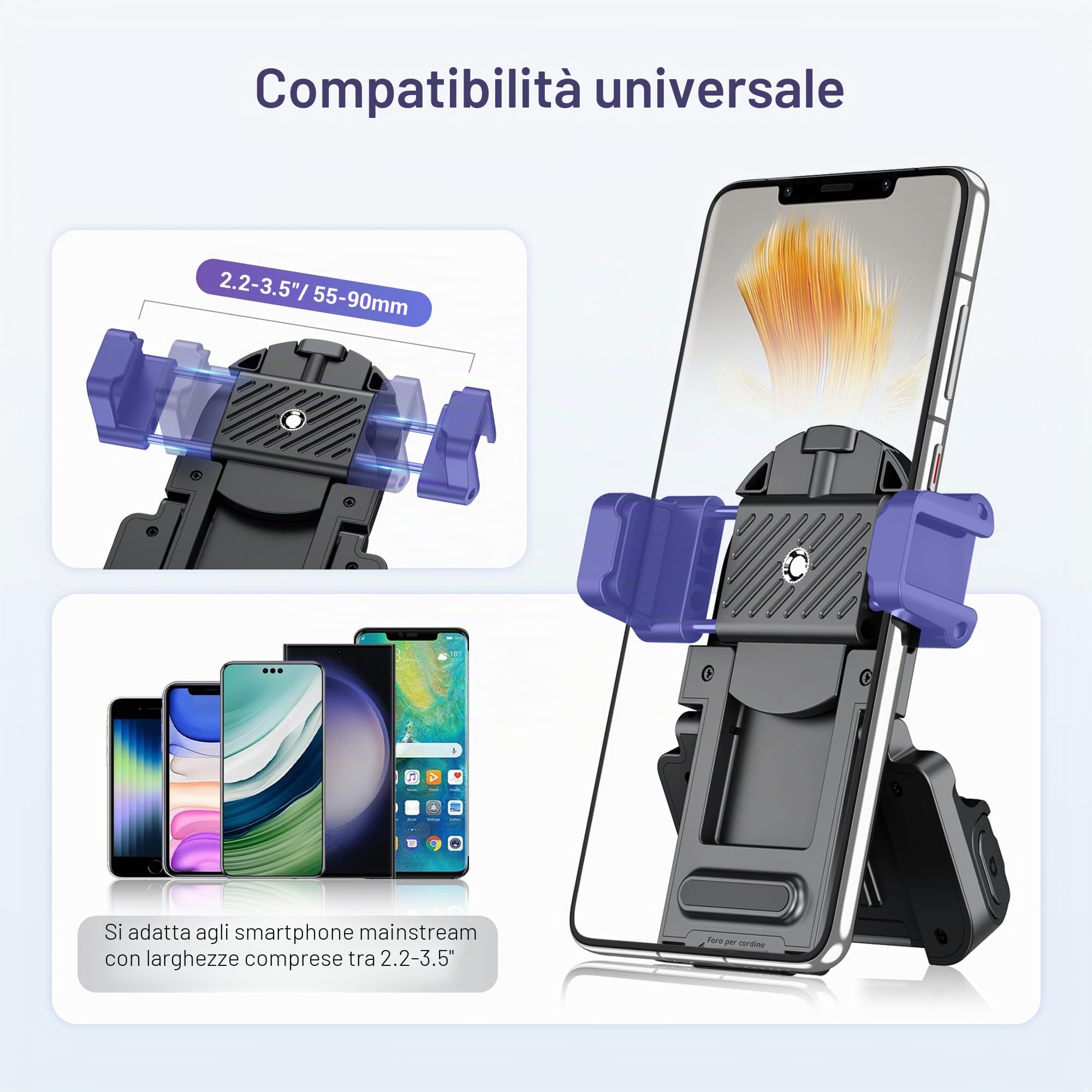 Impugnatura Compatta Smartphone Grip con Wireless Telecomando Bluetooth Staccabile Doppio Supporto Freddo 1/4-20 Vite Compatibile con iPhone 16 15 14 13 12 11 Galaxy PIXEL MATE per Foto Vlog (Nero)