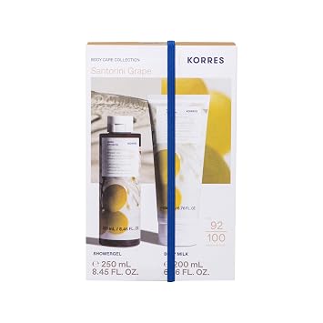 KORRES Santorini Grape Body Care Set, Shower Gel 8.45oz & Body Milk 6.76oz | With Olive Leaf Extract, Active Aloe, Almond Oil & Provitamin B5; matching shower gel & body milk set, Santorini Grape.