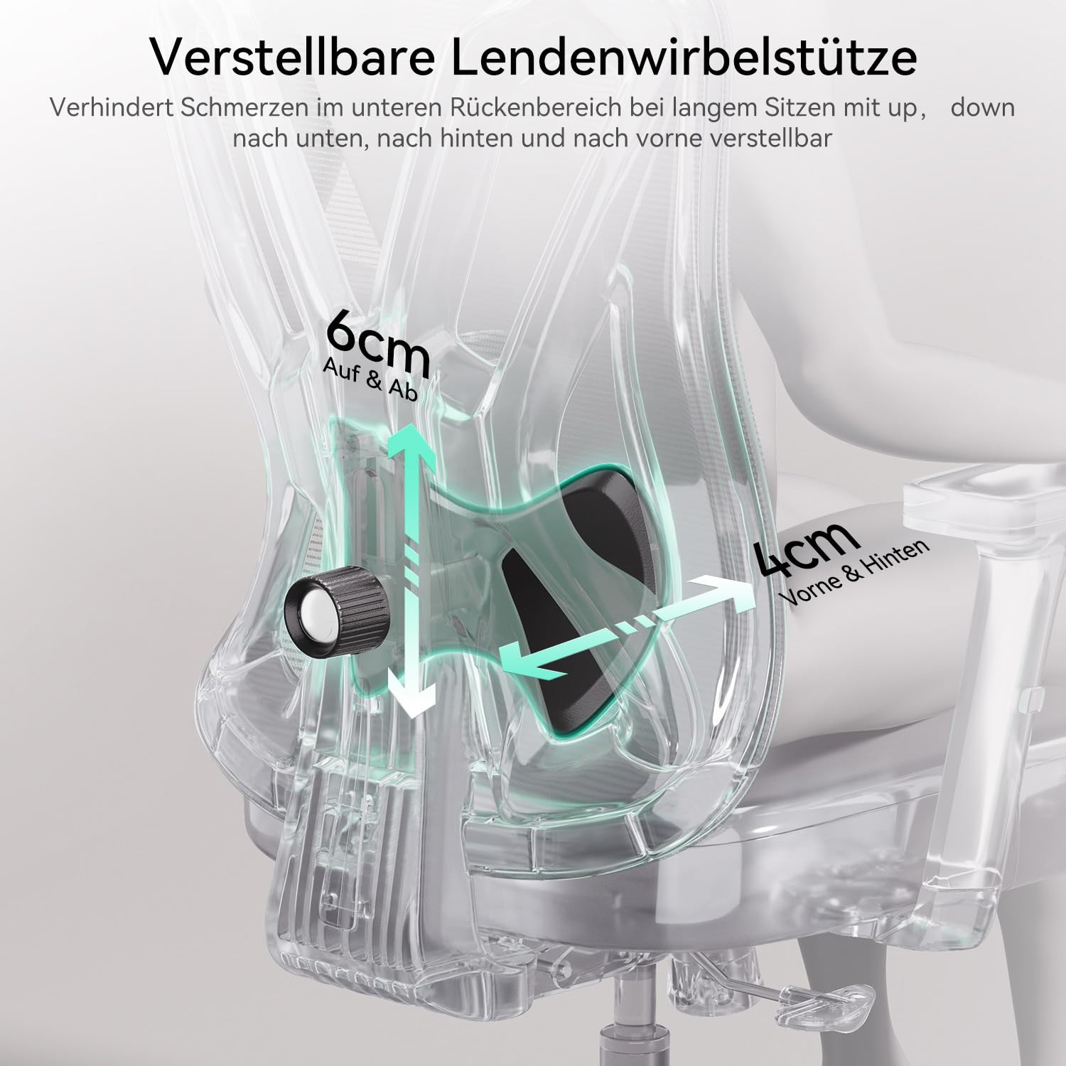 Hbada P5 Ergonomischer Bürostuhl, Schreibtischstuhl mit Verstellbarer Lordosenstütze, atmungsaktive elastische Sitzkissen, Integrierte Fußstütze, Computerstuhl schwarz