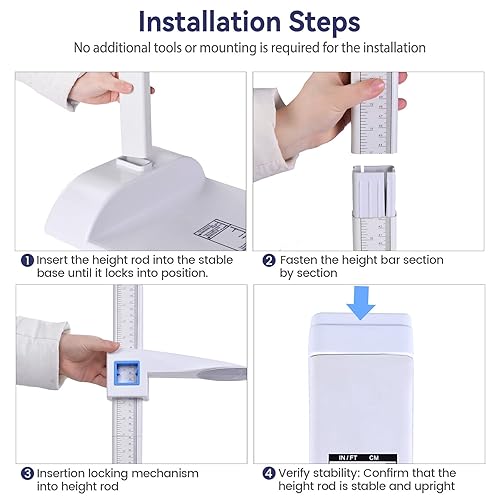 Miniatura 5 de Tetuga Altura Medición Medición Estadiómetro Portátil Médica Altura Rod 8-82 pulgadas7.9-82.7 inUnidad con cm y pulgada