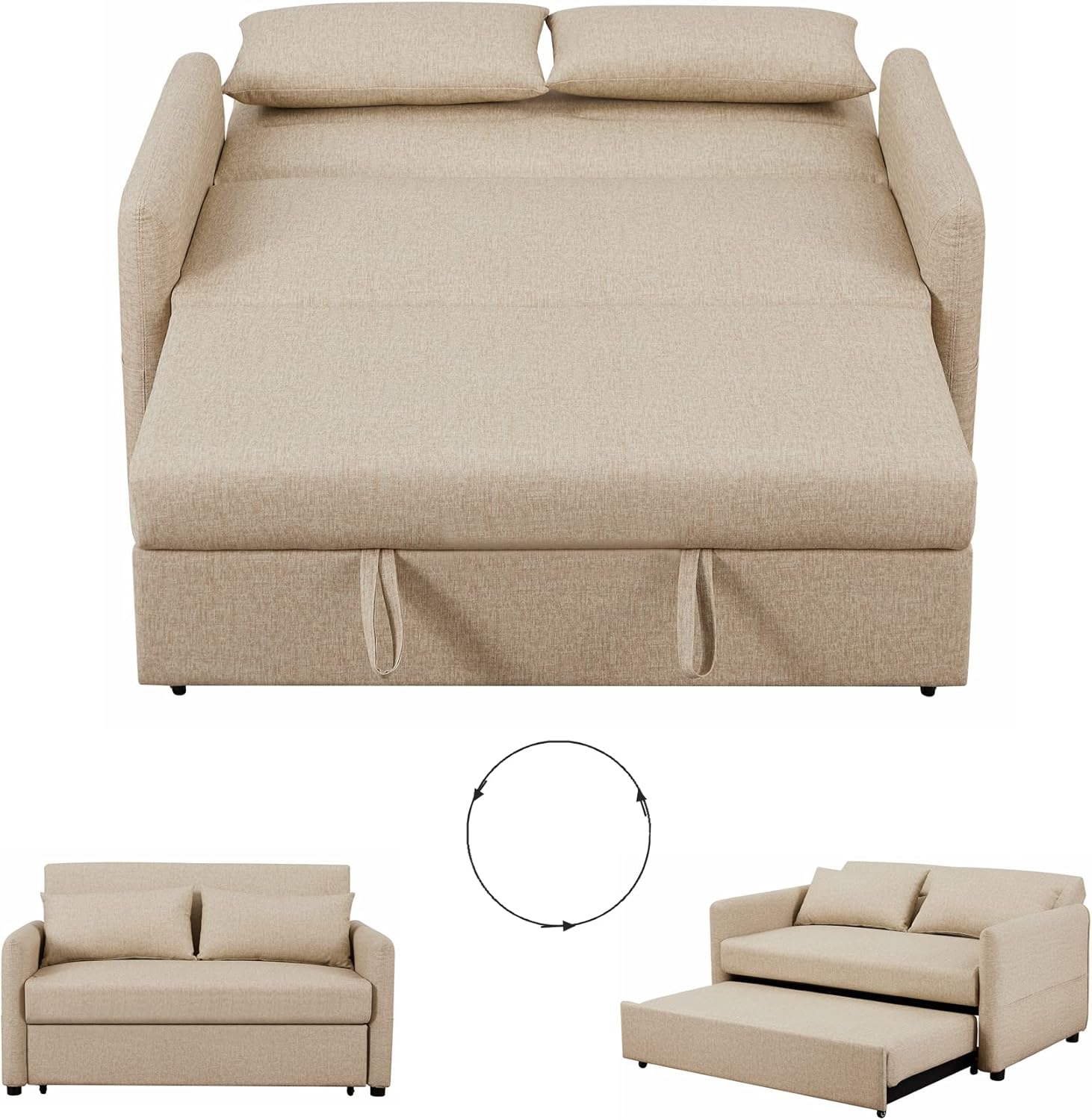 Gynsseh Pull Out Sofa Sleeper, 3 in 1 Adjustable Sleeper