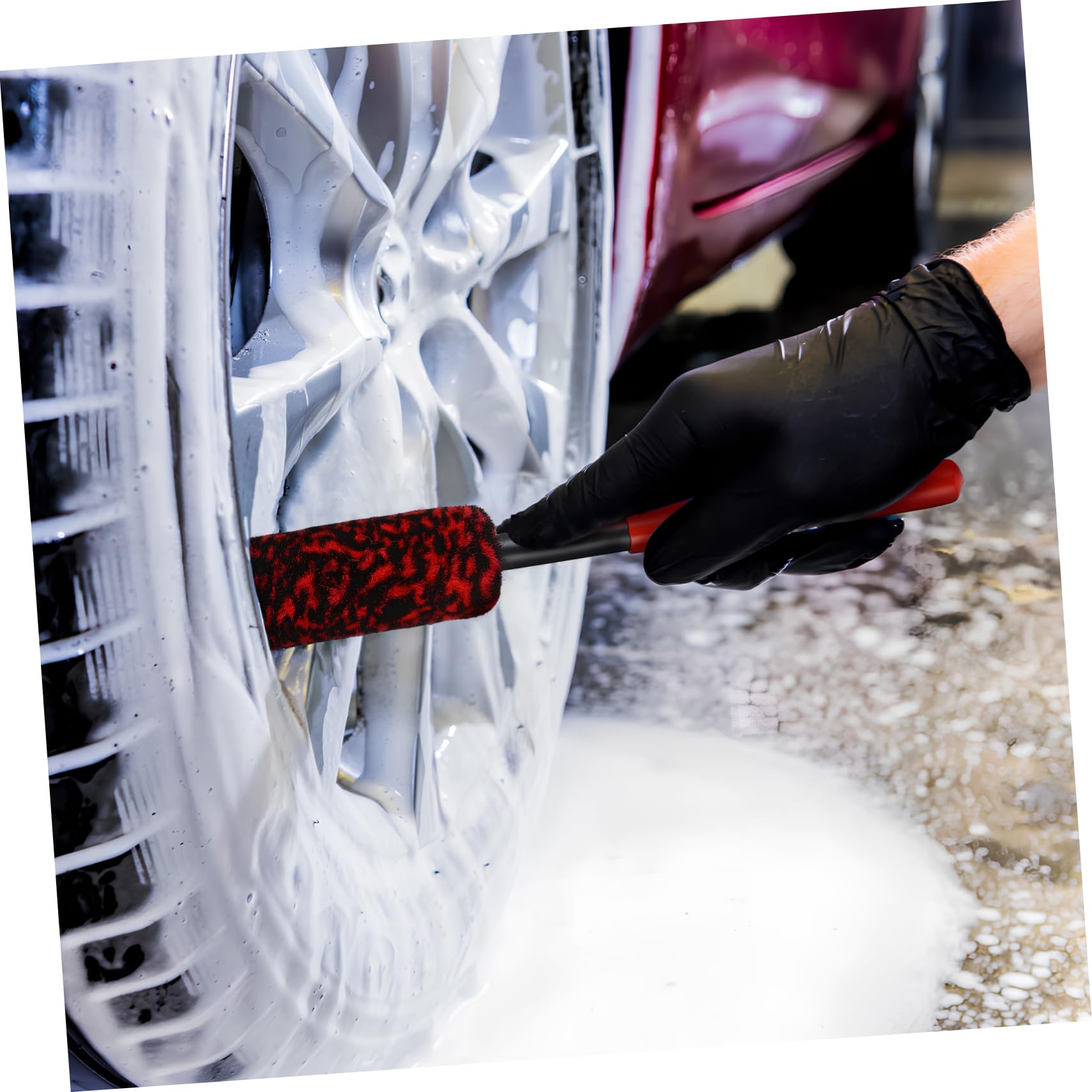 Cabilock 12pezzi Spazzole per Pulizia Pneumatici Testa Flessibile Spazzola Detailing per Cerchioni e Ruote Auto Strumenti Pulizia Auto
