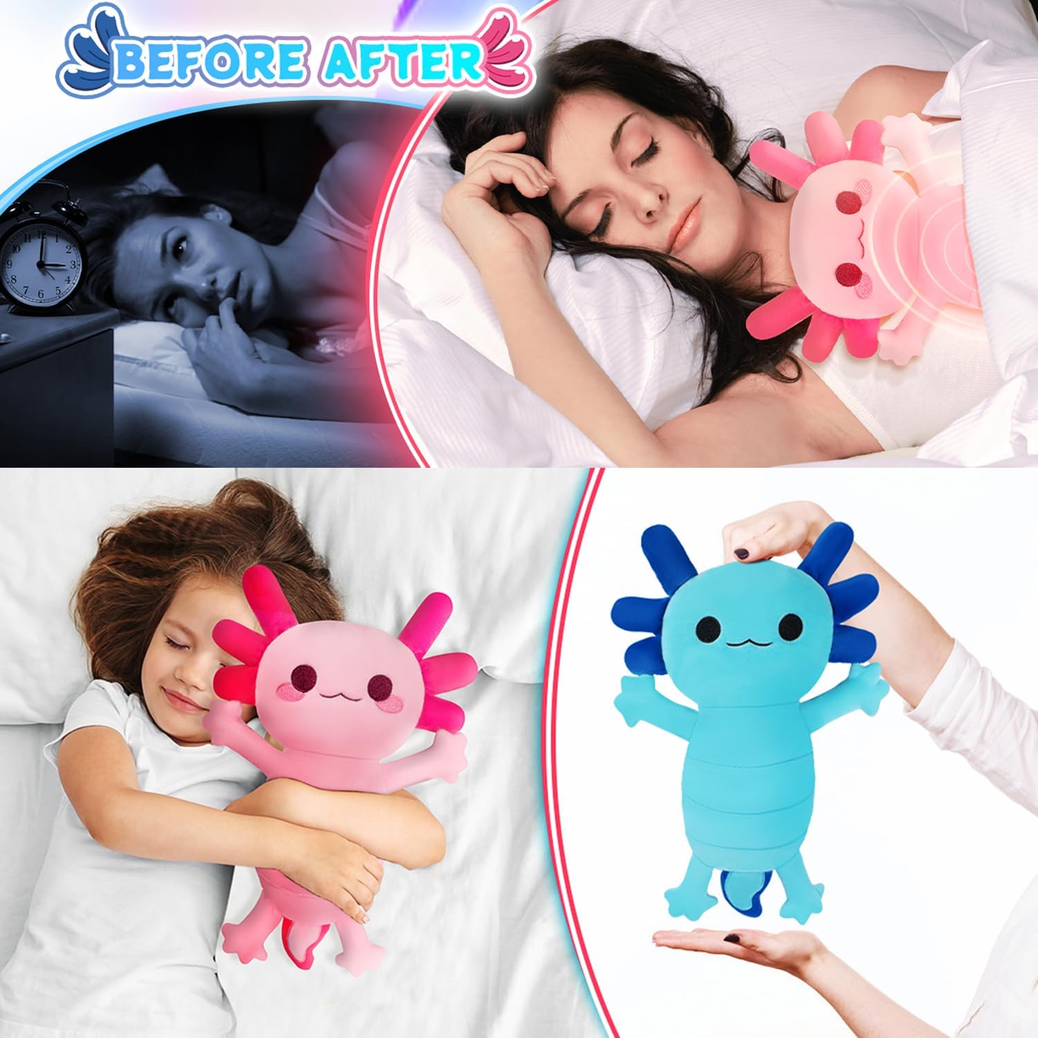 Microwave Heating Pads for Cramps & Period Pain Relief, 16" x 11" Cuddle Cute Axolotl Heating Pad for Menstruation,Back Pain, Period Cramps,Neck Shoulder, Moist Heat Pad Gifts for Women & Girls - Image 4