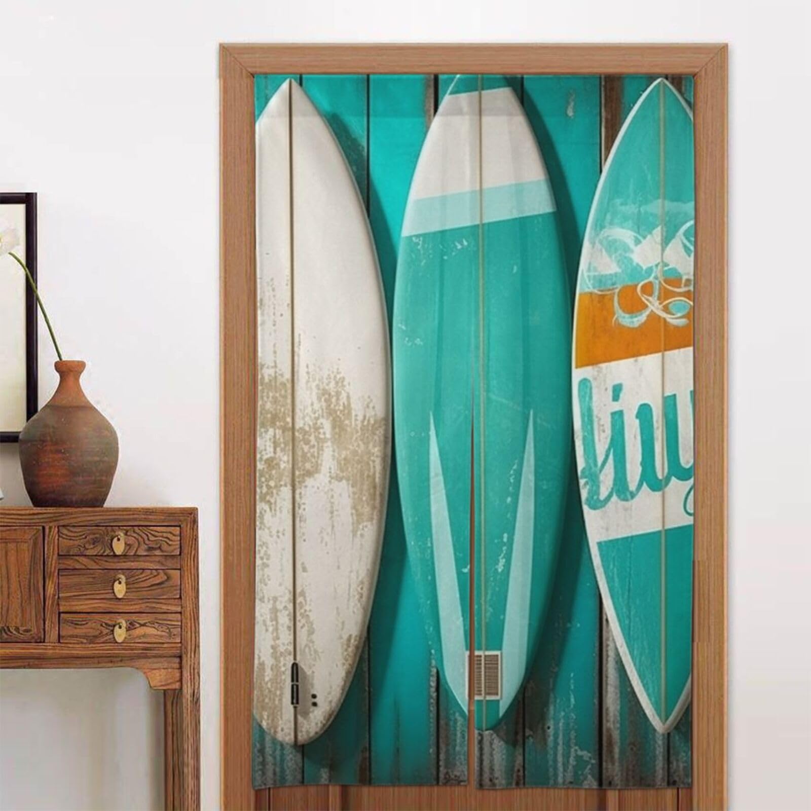 Rideau de porte Fengshui turquoise idéal pour cuisine et chambre