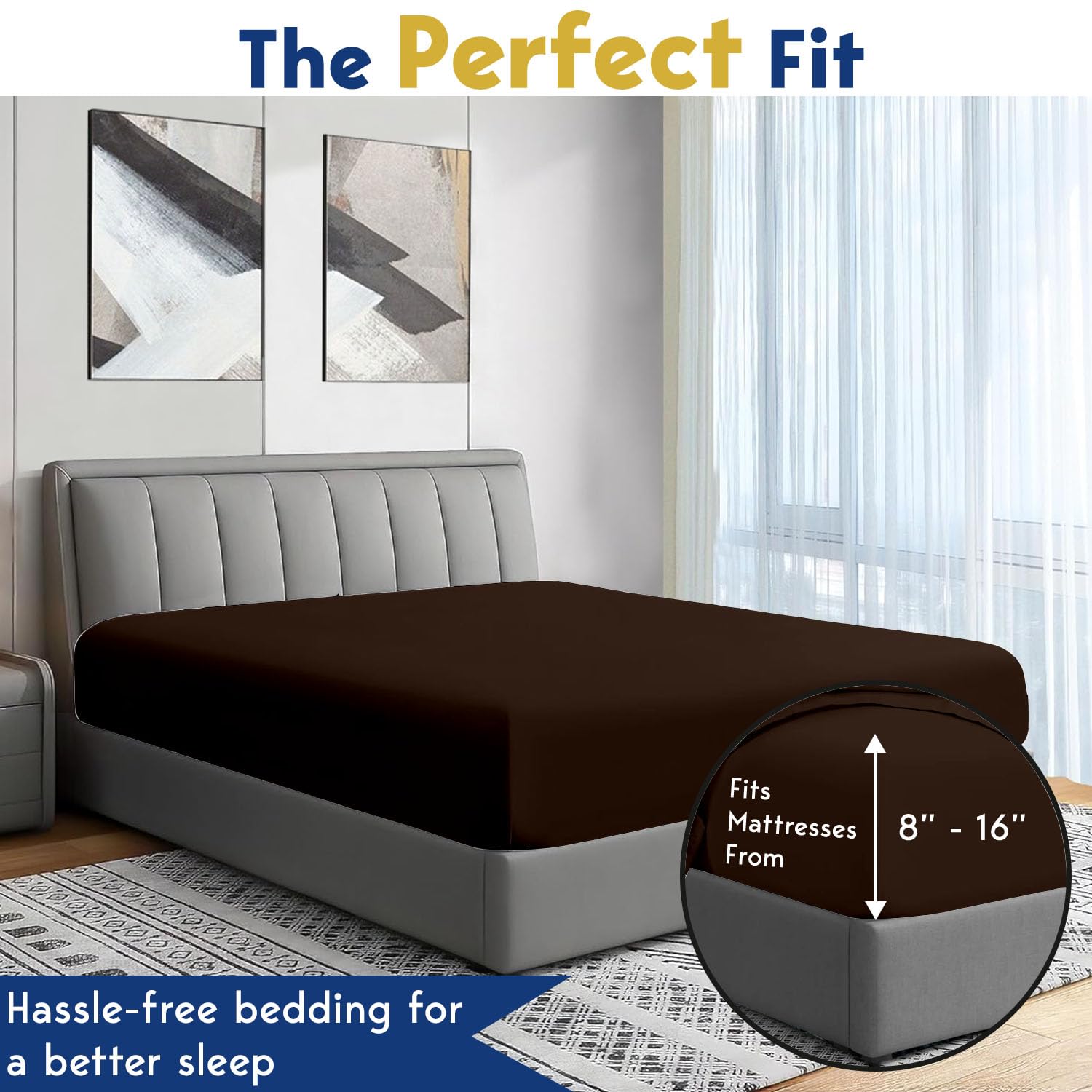 SKY BEDDINGS Twin XL Fitted Sheet Only - Premium 1800 Brushed Microfiber Fitted Bottom Sheet, Ultra-Soft, Hotel Luxury, Wrinkle-Free, 15-Inch Deep Pocket Fitted Sheet (Twin XL, Chocolate) 1