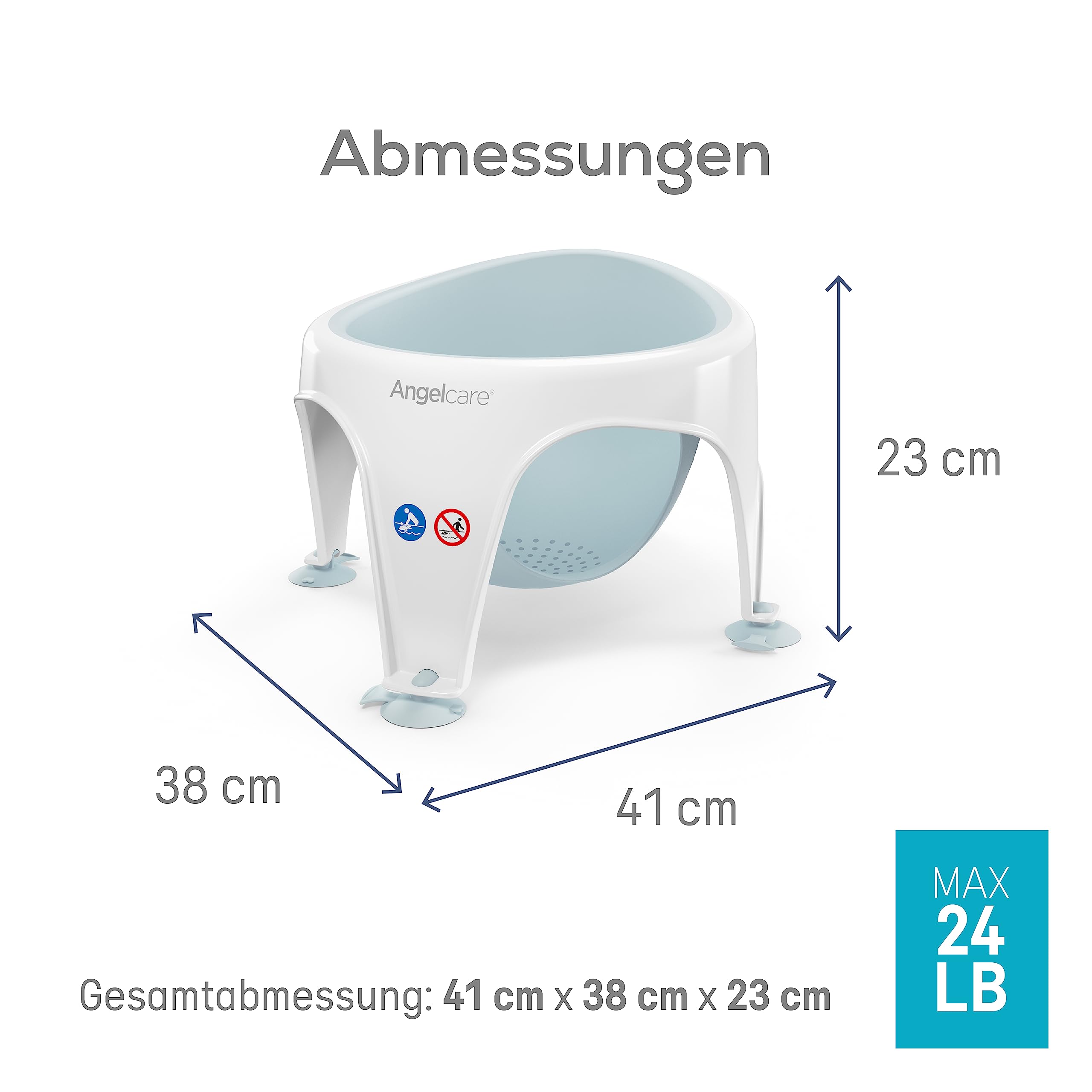 Angelcare baignoire ergonomique pour la grande baignoire ou la douche, Aqua léger, siège agréablement doux