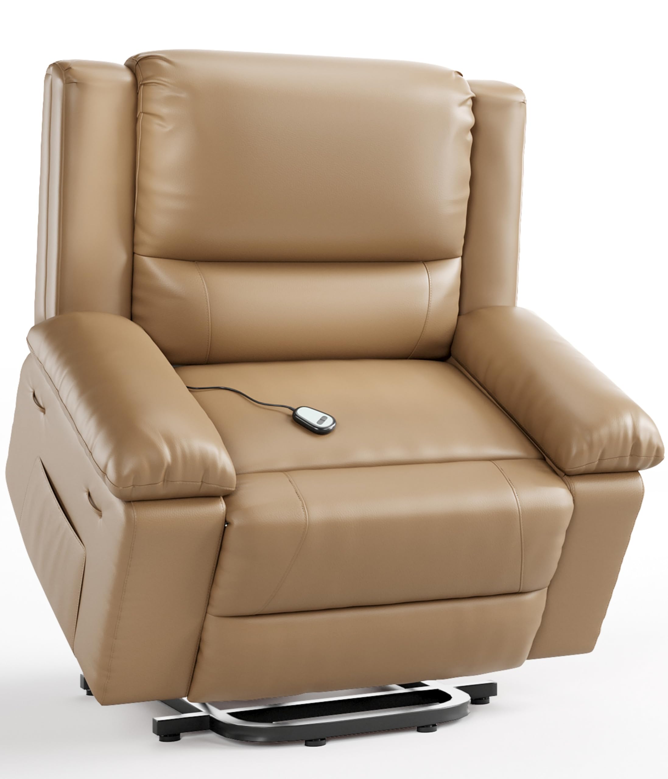 GarveeHome Oversized Wide Power Lift Recliner Chair - Heat and Massage, Faux PU Leather, Adjustable Back and Legs, Electric Lift Chair Designed for The Elderly and People with Mobility impaired