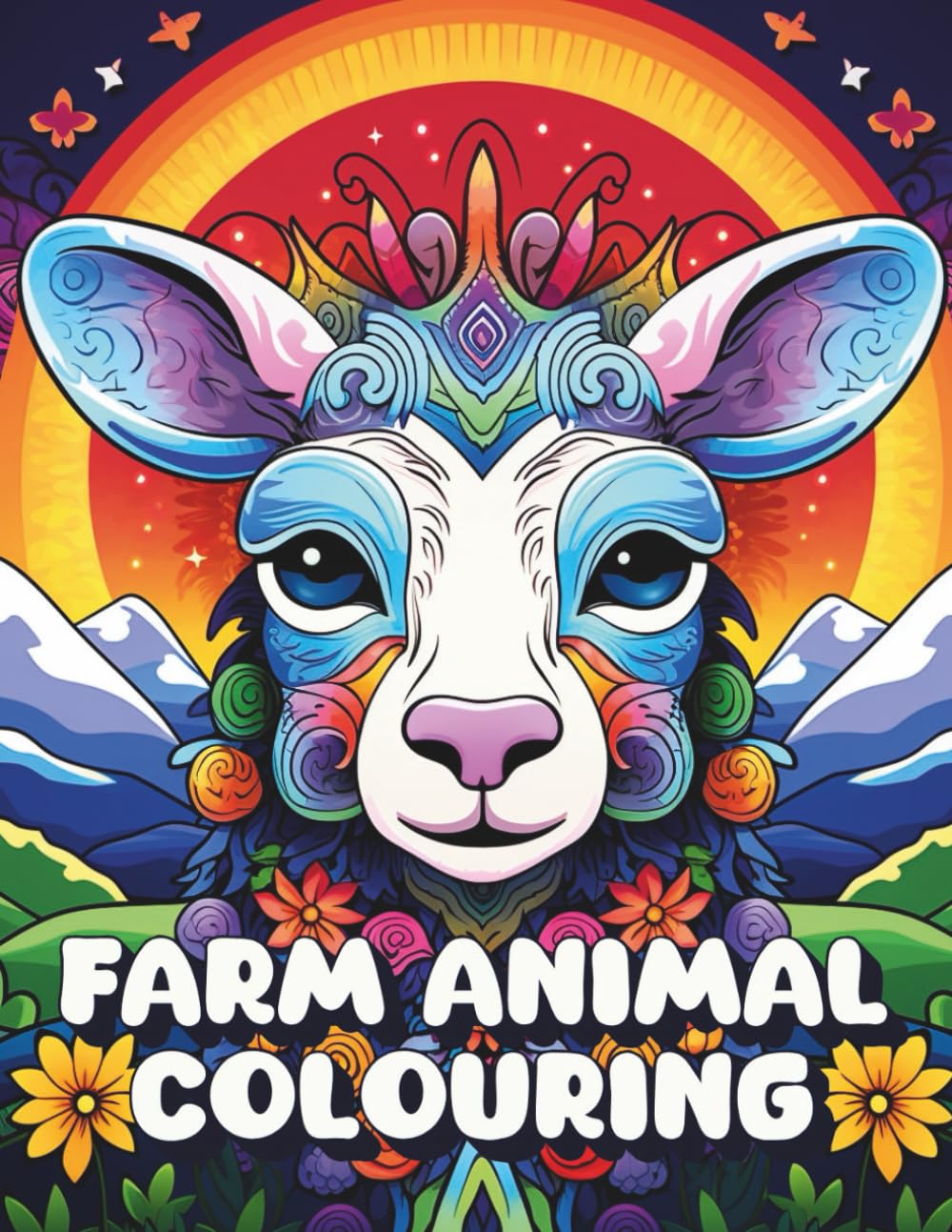 Farm Animal Colouring: Adult colouring book with Sheep, Pigs, Chickens and Goats 8.5x11in, 45 Intricate Designs one per page