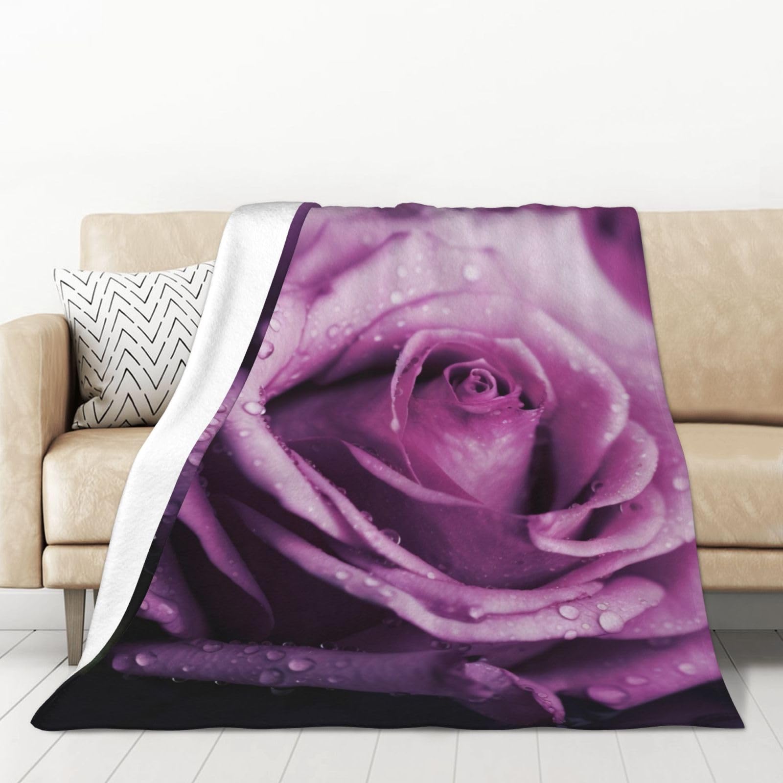 Couverture douce en flanelle roses violettes pour envelopper vos proches de tendresse