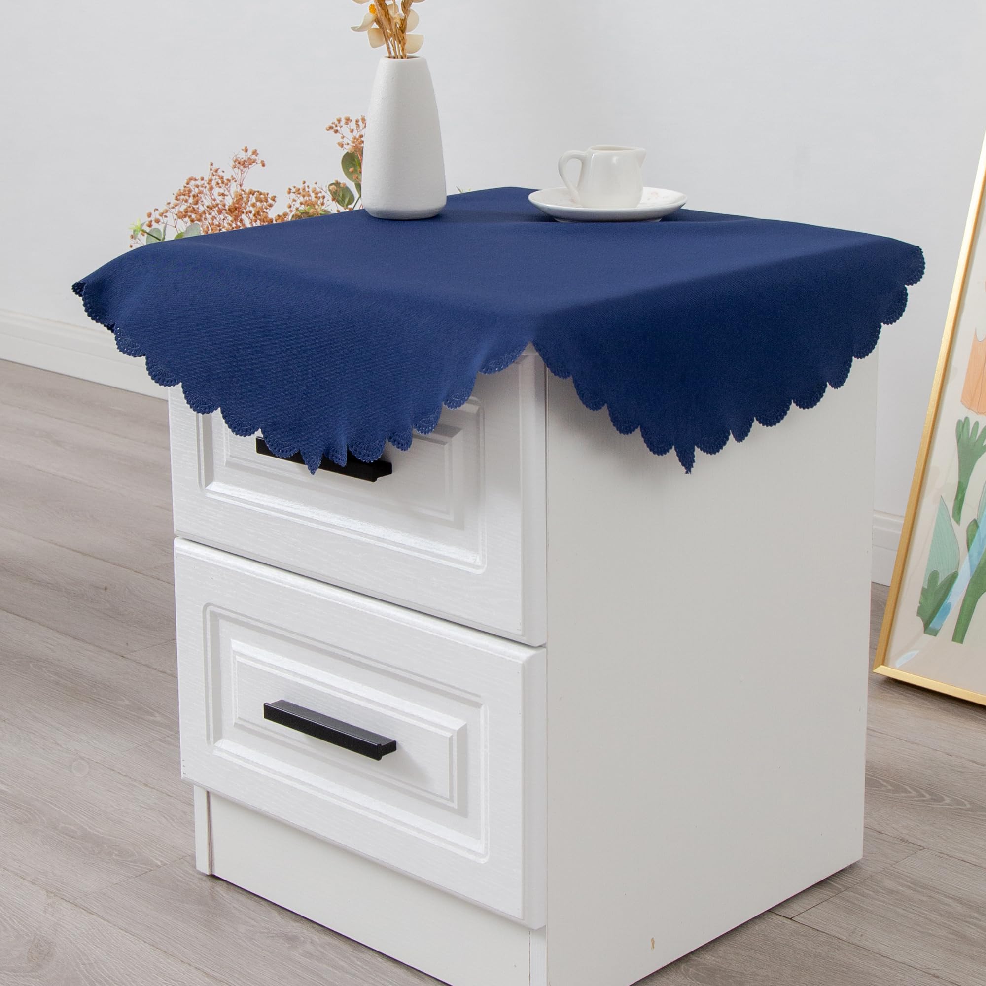 YZKITM Small Round Navy Tablecloth 24 Inch Polyester Fabric Washable Table Cover Decorative Wrinkle Resistant Solid Color Table Cloth for Nightstand Party Wedding Camping โ image 1