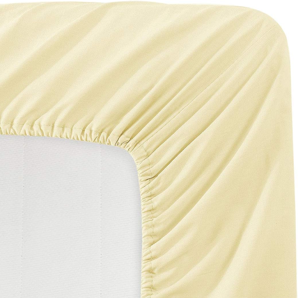 Basic Choice Solid Color Microfiber Deep Pocket Fitted Sheet, King, Vanilla