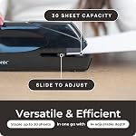 EcoElectronix Portable Automatic Electric Stapler - 30 Sheet Capacity, Quiet Operation, Jam-Free and Easy Reload - AC Adapter/Battery Powered, (Black)