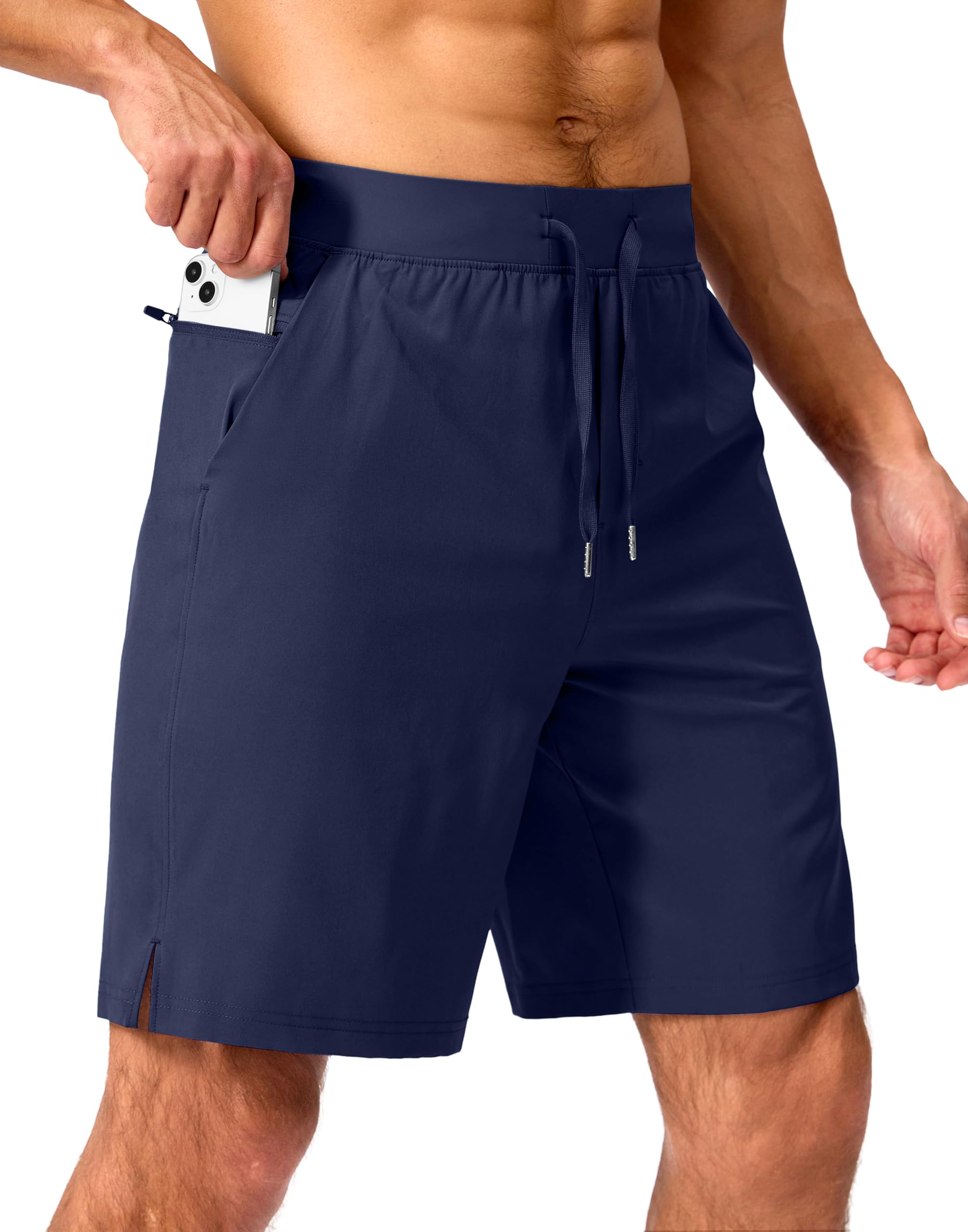 Men's Running Shorts with Zipper Pockets Inch Inch Lightweight Quick  Dry Gym Workout Athletic Shorts for Men