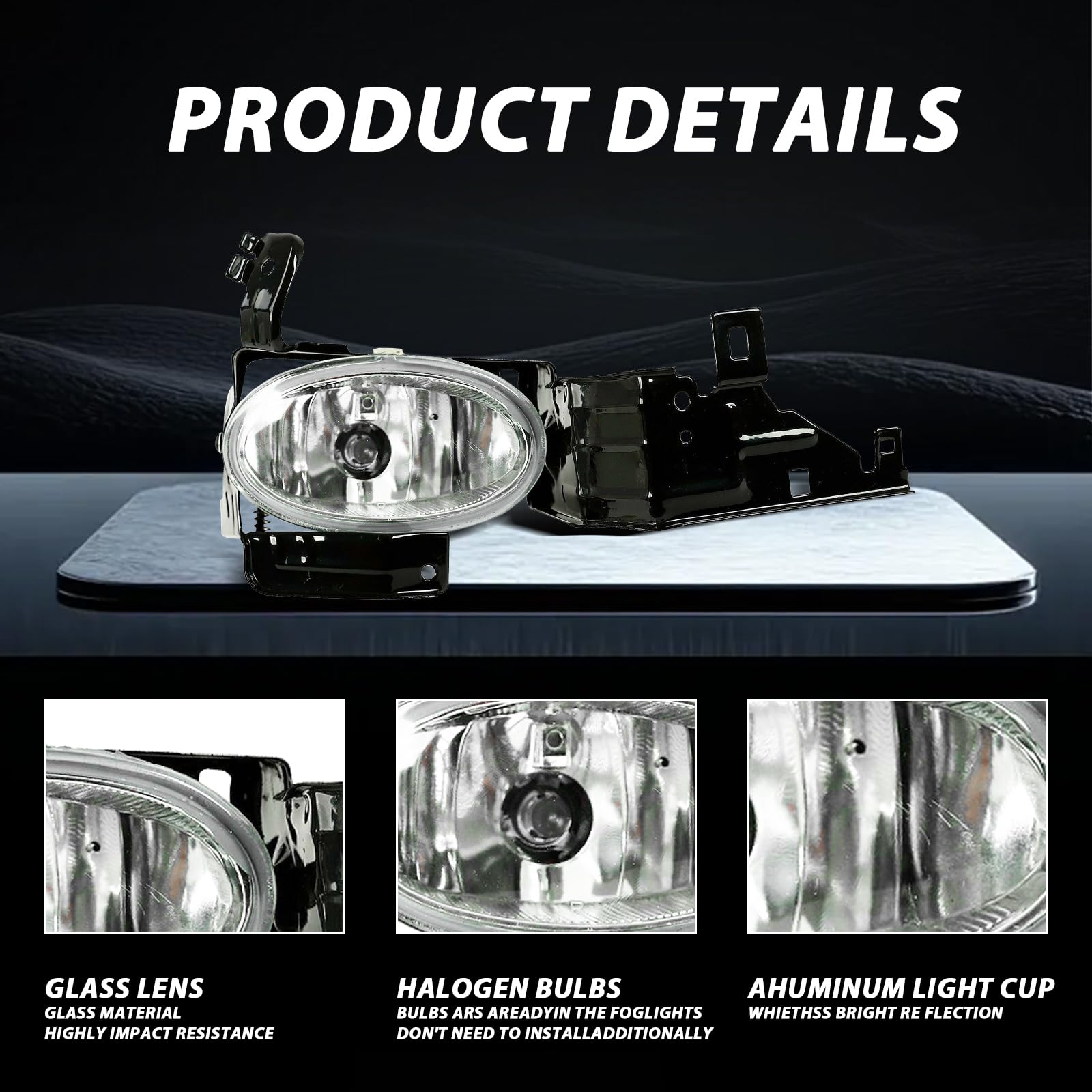 Kspeed Pair Fit 2011 2012 For Honda Accord Sedan Clear Bumper Fog Lights Lamps Replacement